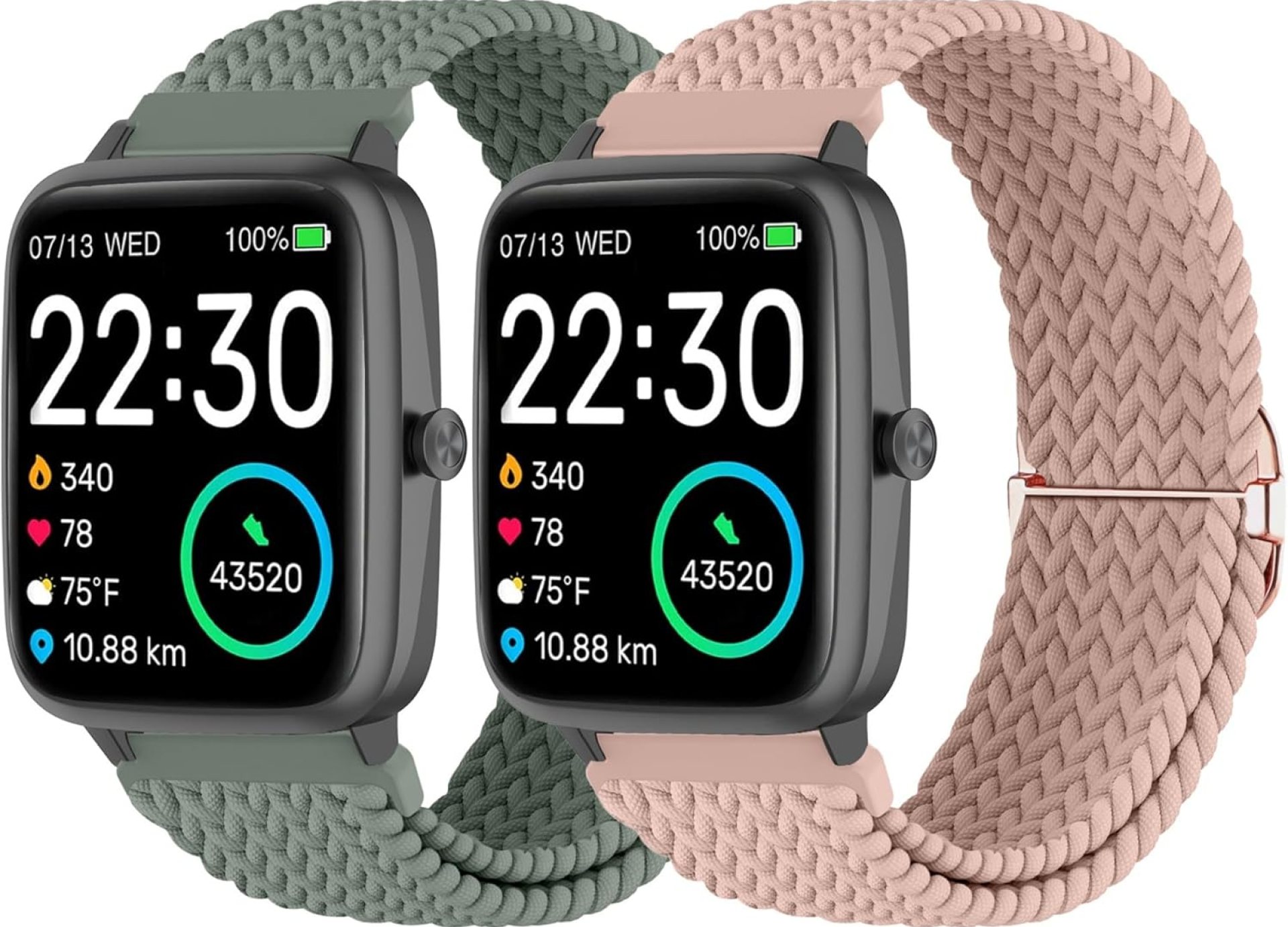 2 Pack Braided Elastic Bands Compatible with Woneligo/Fitpolo Smart Watch IDW13, Loop Soft Nylon Straps for FITVII H56/ENOMIR ID208BT/TOOBUR IDW16/MILOUZ IDW19 Watch for Women Men 2 Pack Braided Elastic Bands Compatible with Woneligo/Fitpolo Smart Watch IDW13, Loop Soft Nylon Straps for FITVII H56/ENOMIR ID208BT/TOOBUR IDW16/MILOUZ IDW19 Watch for Women Men