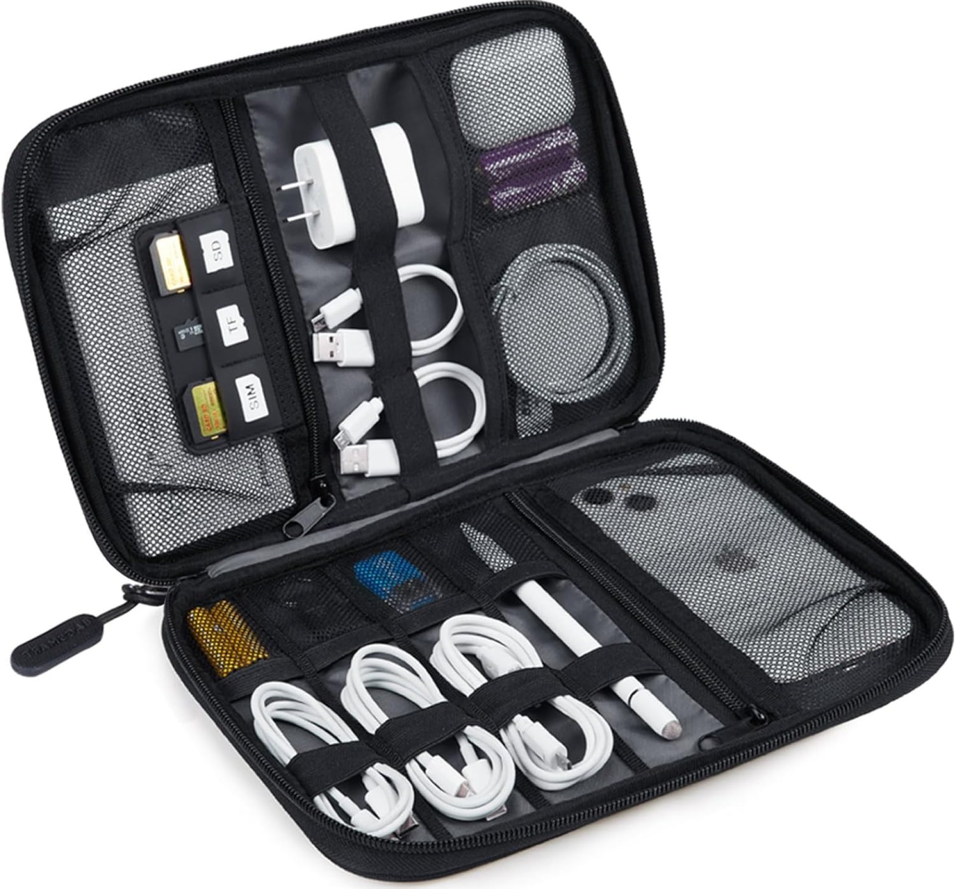 BAGSMART Electronics Travel Organizer Case, Tech Accessories Cord Storage Bag for Phone, Power Bank, SD Card, Cables, Black BAGSMART Electronics Travel Organizer Case, Tech Accessories Cord Storage Bag for Phone, Power Bank, SD Card, Cables, Black