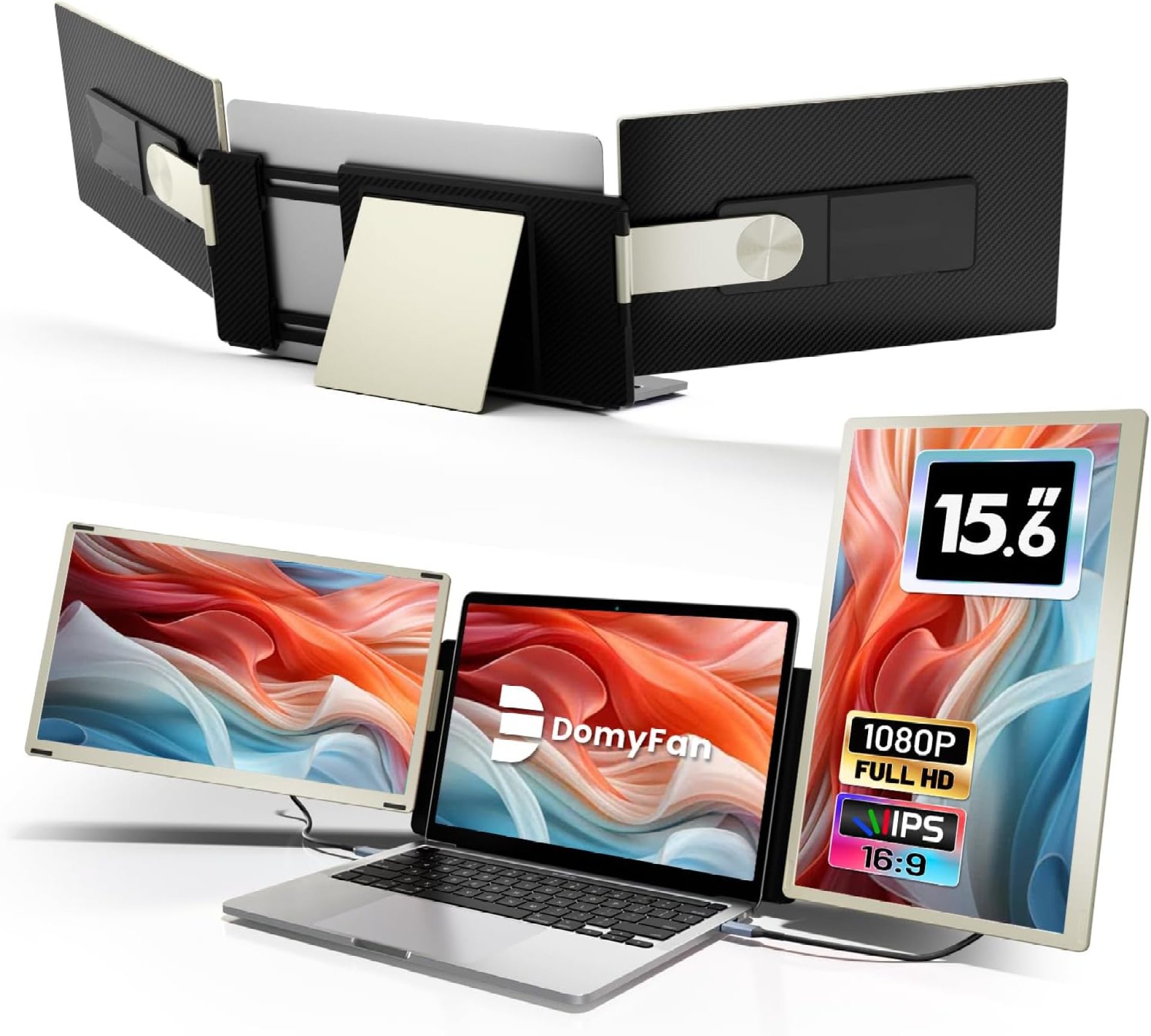 15.6″ Laptop Screen Extender, 120% sRGB FHD 1080P IPS Triple Portable Laptop Monitor Extender with Hub USB HDMI Plug-Play for Mac, Windows, Chrome, Android, Fits All Laptops 15.6″ Laptop Screen Extender, 120% sRGB FHD 1080P IPS Triple Portable Laptop Monitor Extender with Hub USB HDMI Plug-Play for Mac, Windows, Chrome, Android, Fits All Laptops