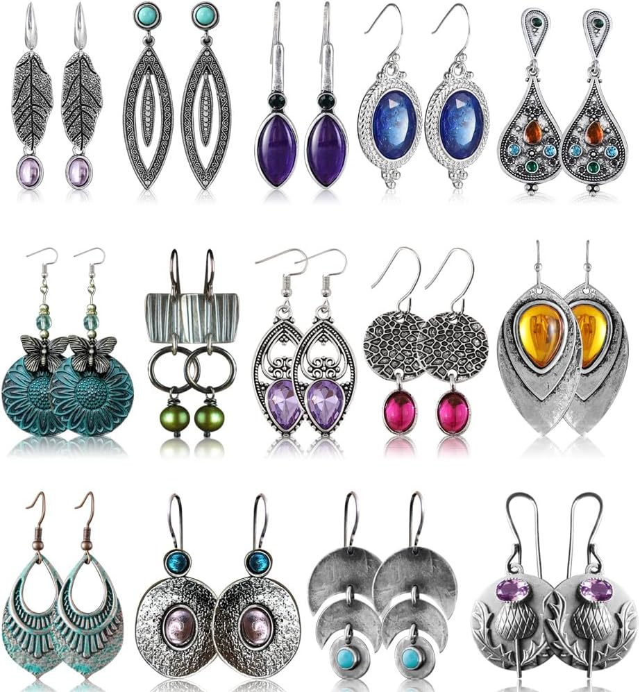 Hefanny 12 Pairs Teardrop Druse Crystal Drop Dangle Earrings for Women Cubic Zirconia Huggie Hoop Earring Jewelry Set Christmas Gifts Hefanny 12 Pairs Teardrop Druse Crystal Drop Dangle Earrings for Women Cubic Zirconia Huggie Hoop Earring Jewelry Set Christmas Gifts