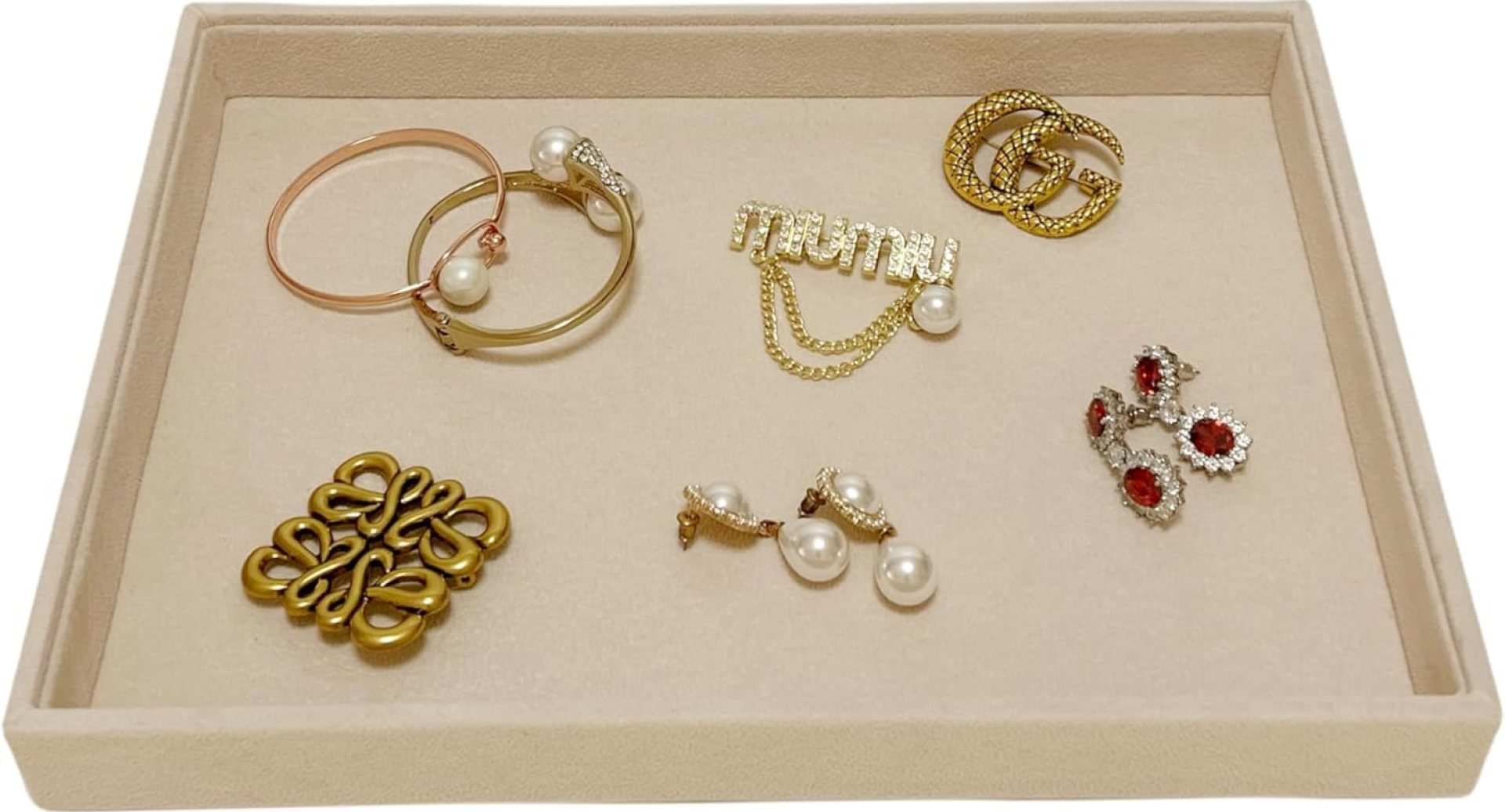 Premium Grade Multi Function Beige Velvet Jewelry Collection Accessaries Organization Tray Display Show Tray Home Store Drawer Divider Insert Closet Organizer Premium Grade Multi Function Beige Velvet Jewelry Collection Accessaries Organization Tray Display Show Tray Home Store Drawer Divider Insert Closet Organizer