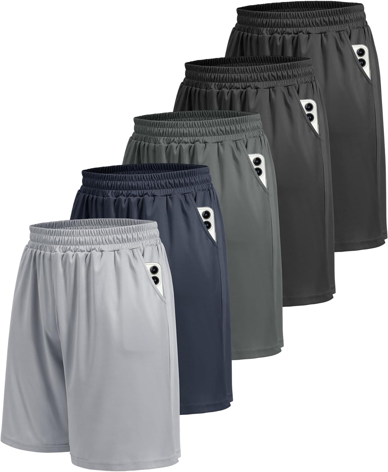 5 Pack Athletic Gym Mens Shorts – Workout Black Quick Dry Basketball Shorts with Pockets for Running Casual Activewear 5 Pack Athletic Gym Mens Shorts – Workout Black Quick Dry Basketball Shorts with Pockets for Running Casual Activewear