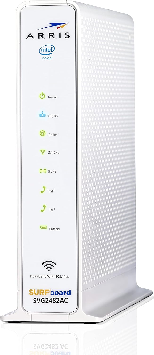 ARRIS Surfboard (24×8) DOCSIS 3.0 Cable Modem Plus AC1750 Dual Band Wi-Fi Router and Xfinity Telephone, 1 Gbps Max Speed, Certified for Comcast Xfinity Only (SVG2482AC) (Renewed) ARRIS Surfboard (24×8) DOCSIS 3.0 Cable Modem Plus AC1750 Dual Band Wi-Fi Router and Xfinity Telephone, 1 Gbps Max Speed, Certified for Comcast Xfinity Only (SVG2482AC) (Renewed)
