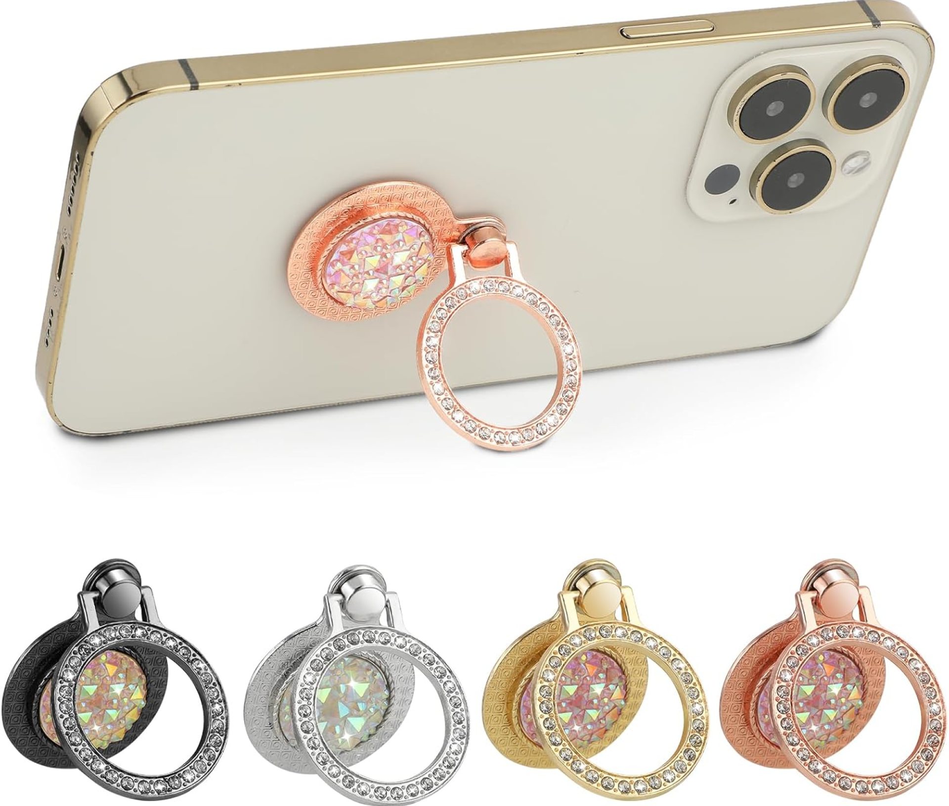 4 Pack Cell Phone Ring Holder Stand Metal Round Rhinestones Finger Grip Loop 360 Degree Rotation Generic Phone Hand Holder Kickstand Cellphone Case Accessories 4 Pack Cell Phone Ring Holder Stand Metal Round Rhinestones Finger Grip Loop 360 Degree Rotation Generic Phone Hand Holder Kickstand Cellphone Case Accessories