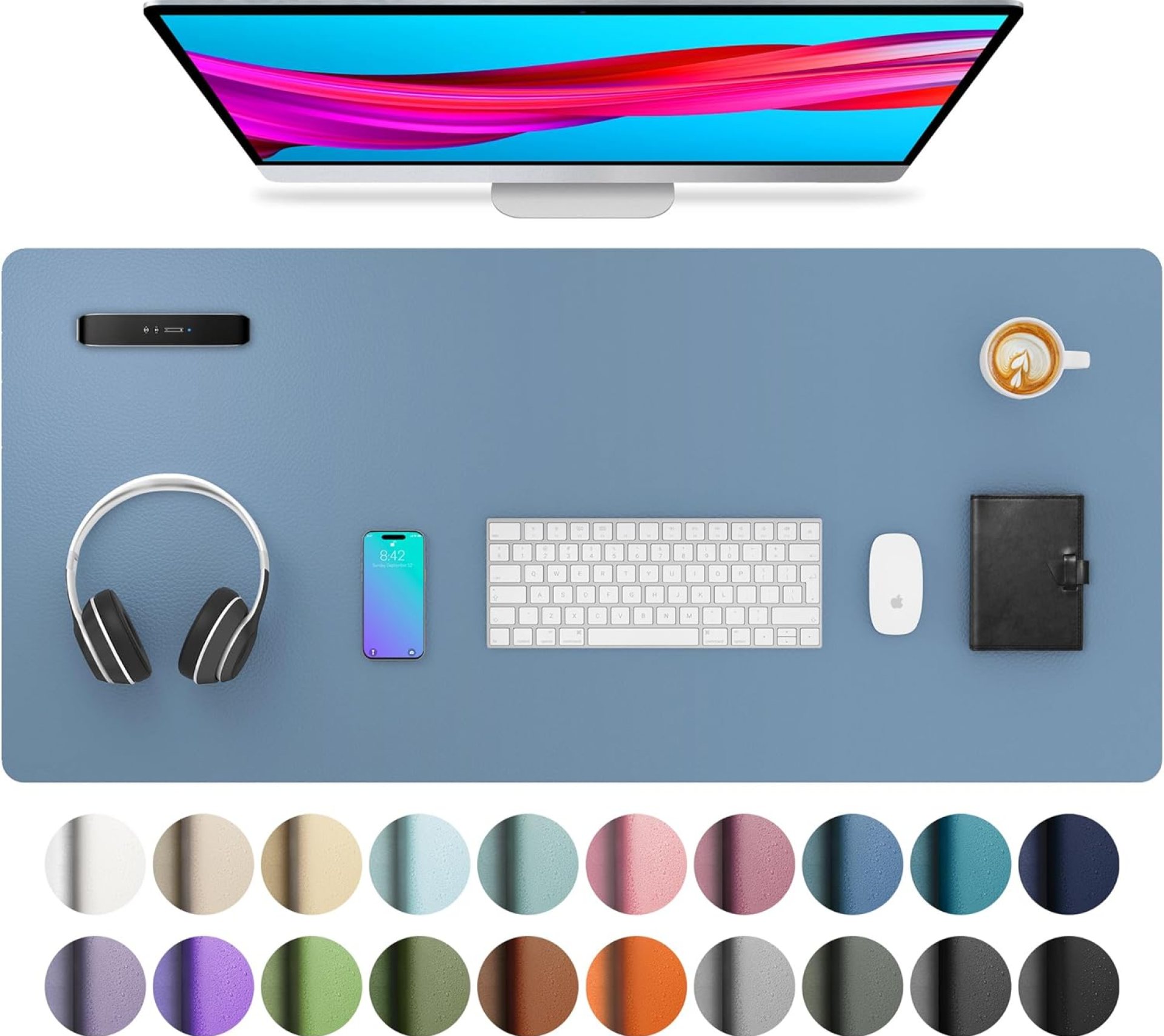 Aothia Leather Desk Pad Protector, Mouse Pad, Office Desk Mat, Non-Slip PU Leather Desk Blotter, Laptop Desk Pad, Waterproof Desk Writing Pad for Office and Home (Denim Blue, 36″ x 17″) Aothia Leather Desk Pad Protector, Mouse Pad, Office Desk Mat, Non-Slip PU Leather Desk Blotter, Laptop Desk Pad, Waterproof Desk Writing Pad for Office and Home (Denim Blue, 36″ x 17″)