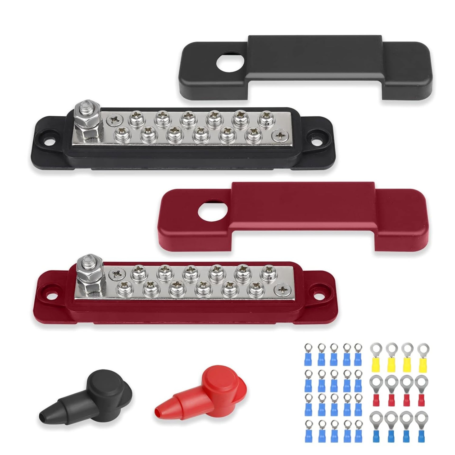 180A 12-48V Bus Bar, 12 Terminal Power Distribution Block with 32 Wire Lugs, Distribution Block Terminal Block for Car Audio, Solar System, Marine Use 180A 12-48V Bus Bar, 12 Terminal Power Distribution Block with 32 Wire Lugs, Distribution Block Terminal Block for Car Audio, Solar System, Marine Use
