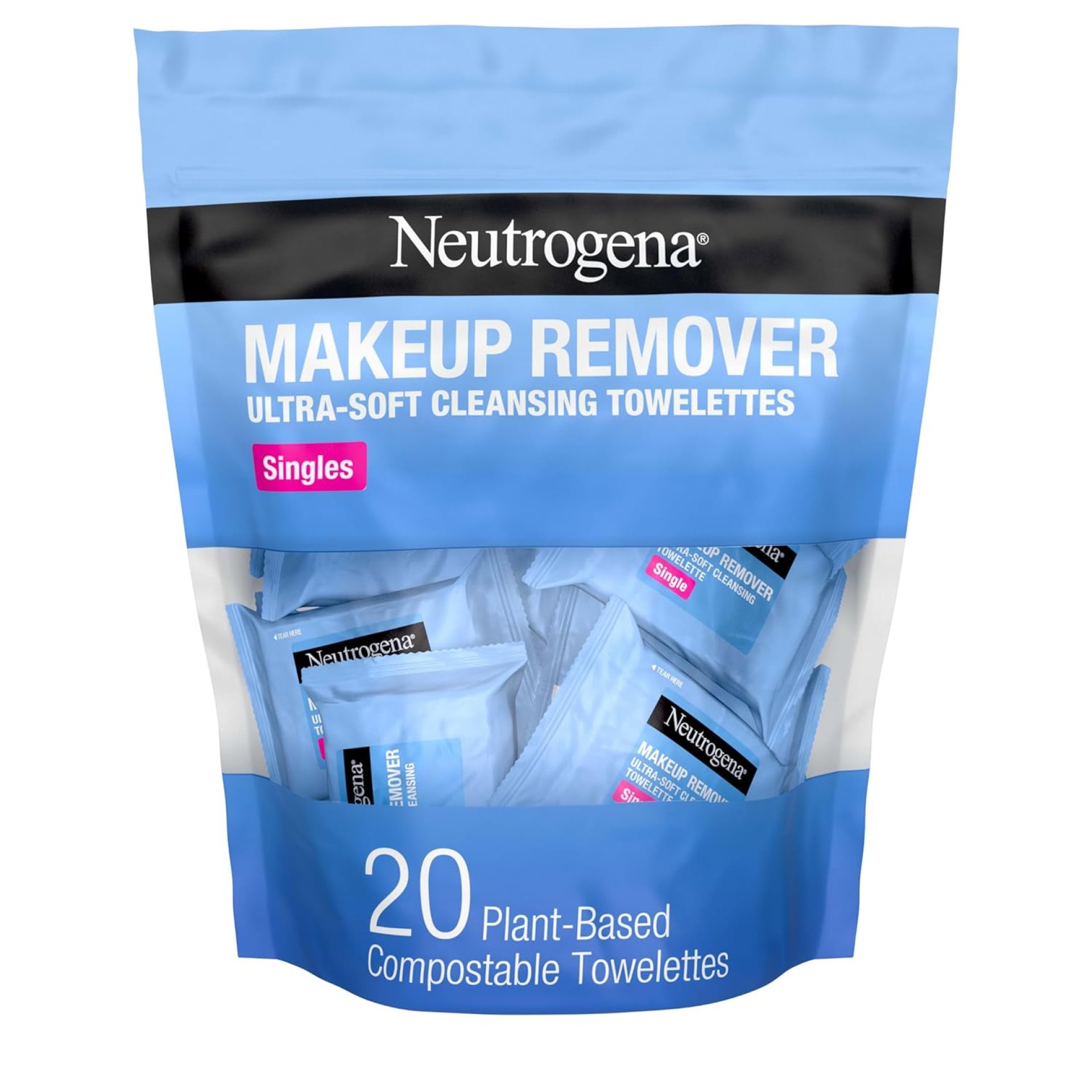 Neutrogena Makeup Remover Wipes Singles, Individually Wrapped Face Wipes, Daily Facial Cleanser Towelettes, Gently Removes Oil & Makeup, Alcohol-Free Makeup Wipes, 20 ct Neutrogena Makeup Remover Wipes Singles, Individually Wrapped Face Wipes, Daily Facial Cleanser Towelettes, Gently Removes Oil & Makeup, Alcohol-Free Makeup Wipes, 20 ct
