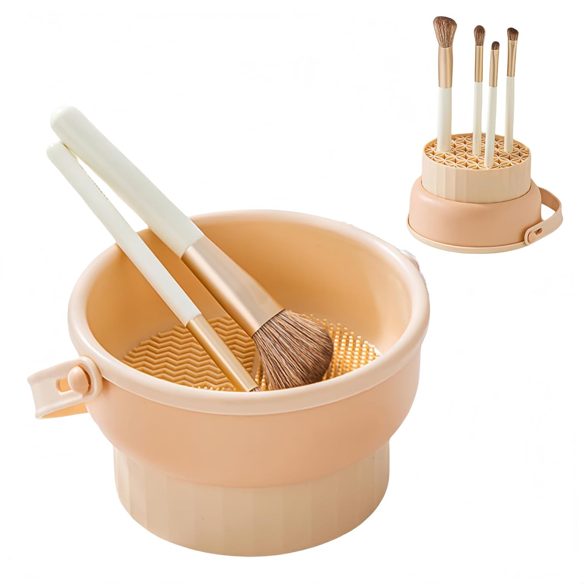 3 in 1 Silicone Makeup Brush Cleaner Bowl, Make up Brush Cleaner Mat with Makeup Brush Drying Holder and Comestic Brush Organizer, Paint Brush Cleaner 3 in 1 Silicone Makeup Brush Cleaner Bowl, Make up Brush Cleaner Mat with Makeup Brush Drying Holder and Comestic Brush Organizer, Paint Brush Cleaner
