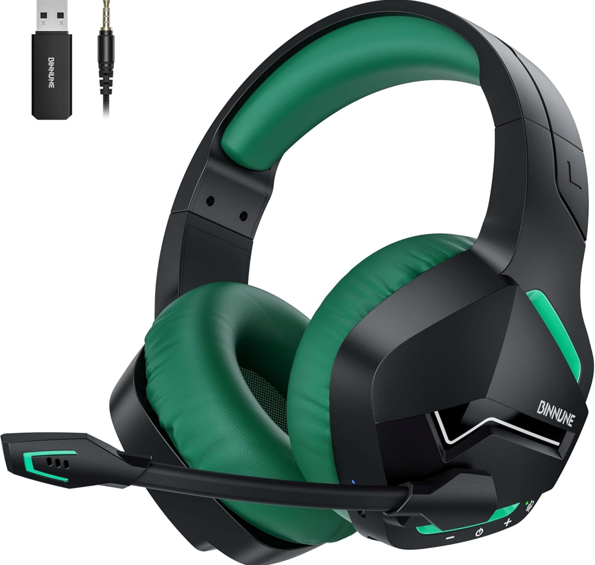 BINNUNE Wireless Gaming Headset with Microphone for PC PS5 PS4, 2.4GHz Low Latency, Bluetooth 5.0 USB Gamer Headphones with Mic for Laptop Computer BINNUNE Wireless Gaming Headset with Microphone for PC PS5 PS4, 2.4GHz Low Latency, Bluetooth 5.0 USB Gamer Headphones with Mic for Laptop Computer
