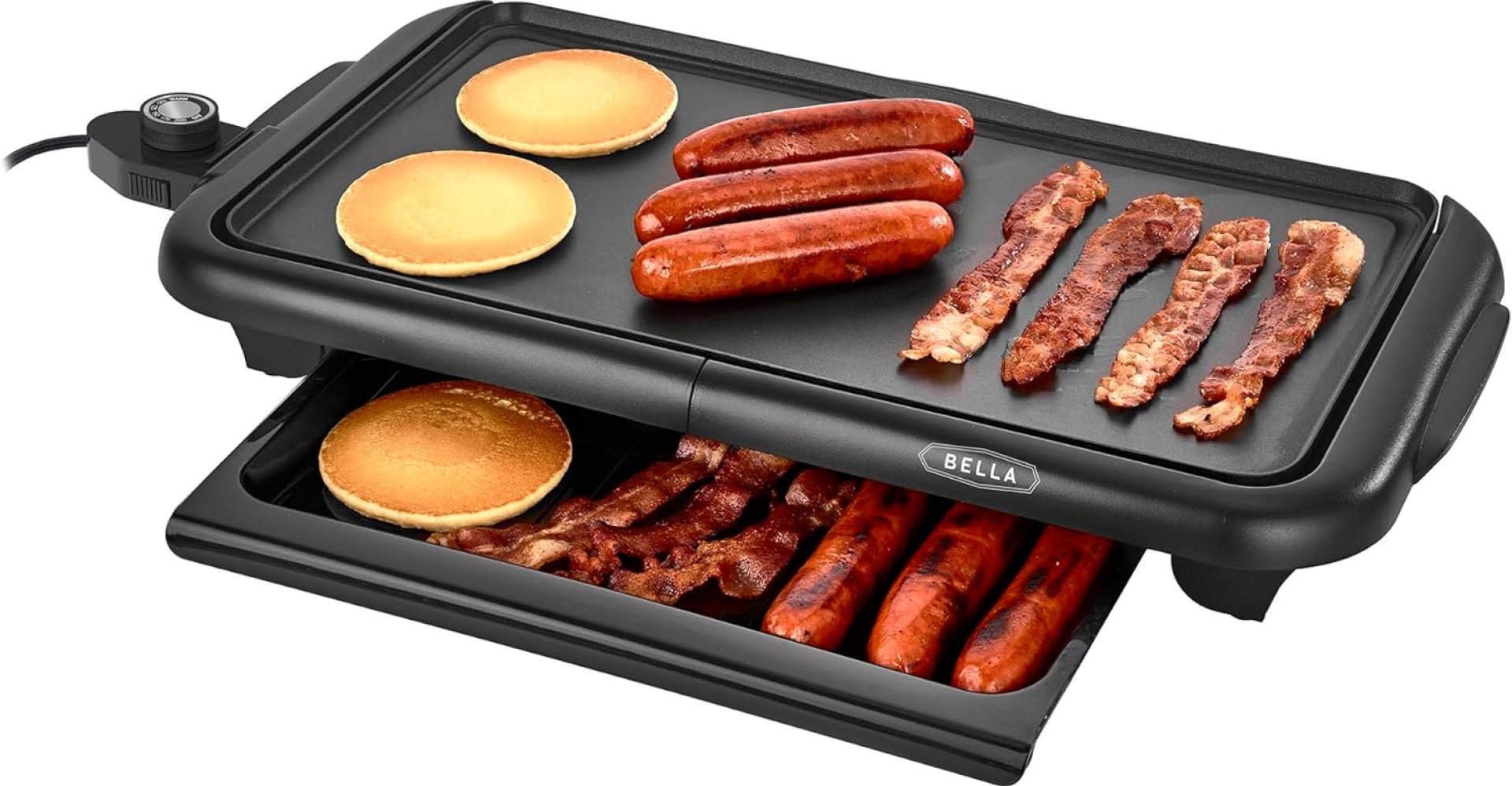 bella Electric Griddle with Warming Tray – Smokeless Indoor Grill, Nonstick Surface, Adjustable Temperature & Cool-touch Handles, 10″ x 18″, Copper/Black bella Electric Griddle with Warming Tray – Smokeless Indoor Grill, Nonstick Surface, Adjustable Temperature & Cool-touch Handles, 10″ x 18″, Copper/Black