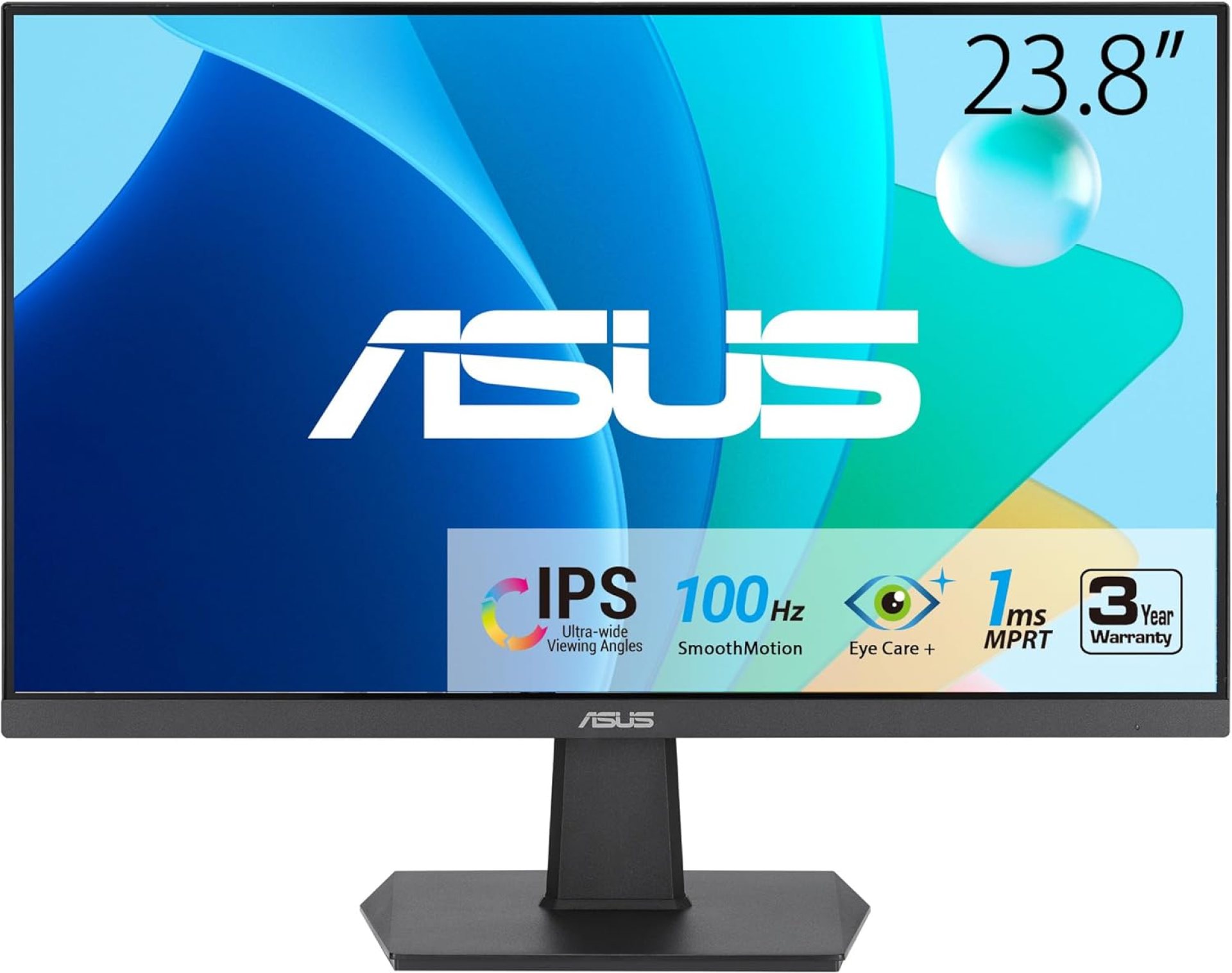 ASUS 24” (23.8-inch viewable) 1080P Eye Care Monitor (VA24EHF) – IPS, Full HD, Frameless, 100Hz, 1ms, Adaptive-Sync, for Working and Gaming, Low Blue Light, HDMI, VESA Mountable, Tilt, BLACK ASUS 24” (23.8-inch viewable) 1080P Eye Care Monitor (VA24EHF) – IPS, Full HD, Frameless, 100Hz, 1ms, Adaptive-Sync, for Working and Gaming, Low Blue Light, HDMI, VESA Mountable, Tilt, BLACK