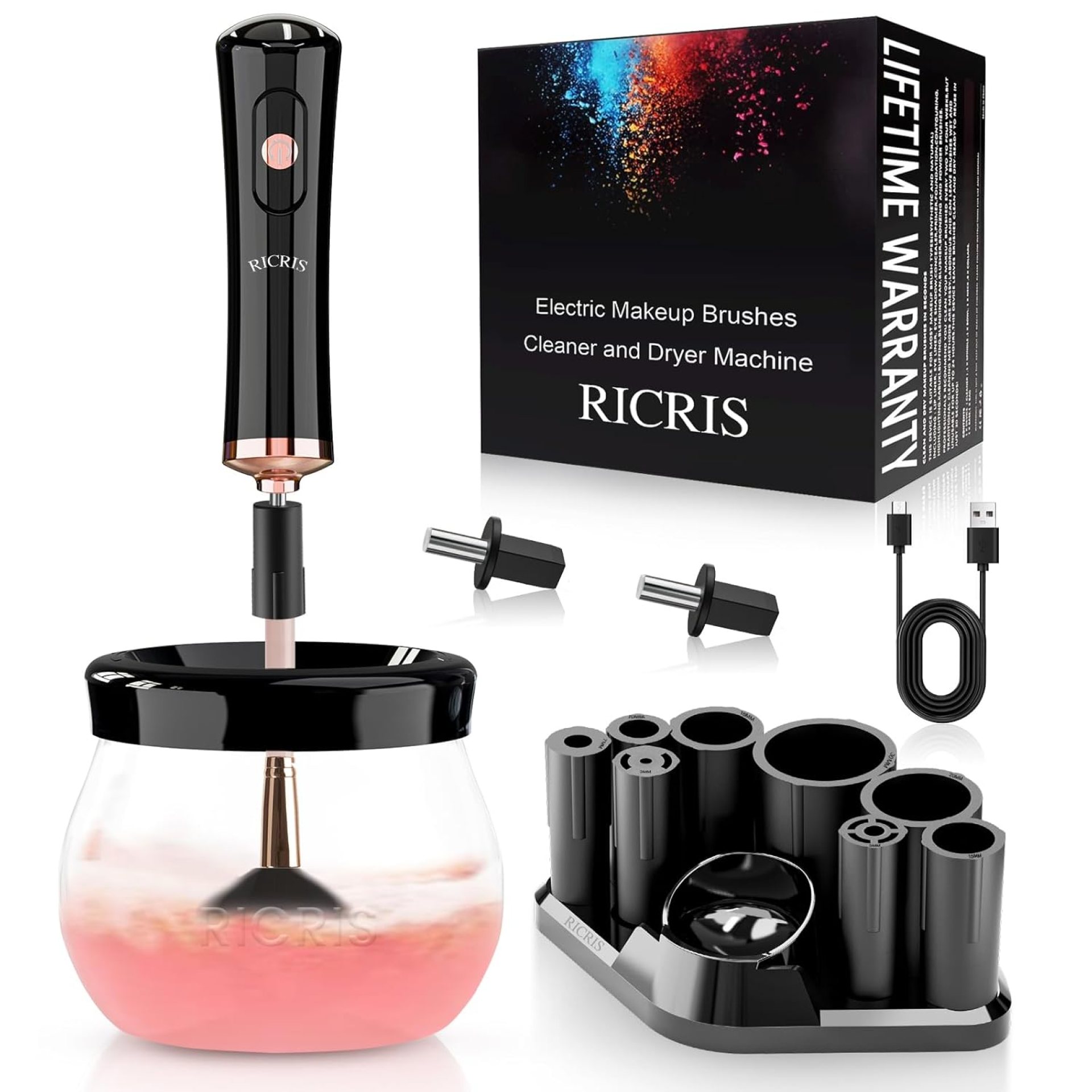 Electric Makeup Brush Cleaner Machine – Ultra Fast USB Make Up Brush Washer and Dryer – Automatic Cosmetic Brush Cleanser Tool Clean and Dry in Seconds for Beauty Women, Girls (Black) Electric Makeup Brush Cleaner Machine – Ultra Fast USB Make Up Brush Washer and Dryer – Automatic Cosmetic Brush Cleanser Tool Clean and Dry in Seconds for Beauty Women, Girls (Black)
