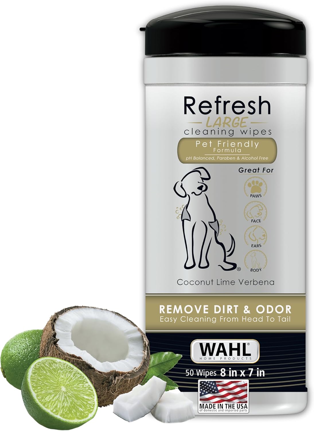 Wahl USA Pet Refresh Cleaning Wipes for All Dog Breeds – Use on Ears, Nose, Paws, Bottom, & Sensitive Areas – 50 Wipes – Model 820017A Wahl USA Pet Refresh Cleaning Wipes for All Dog Breeds – Use on Ears, Nose, Paws, Bottom, & Sensitive Areas – 50 Wipes – Model 820017A