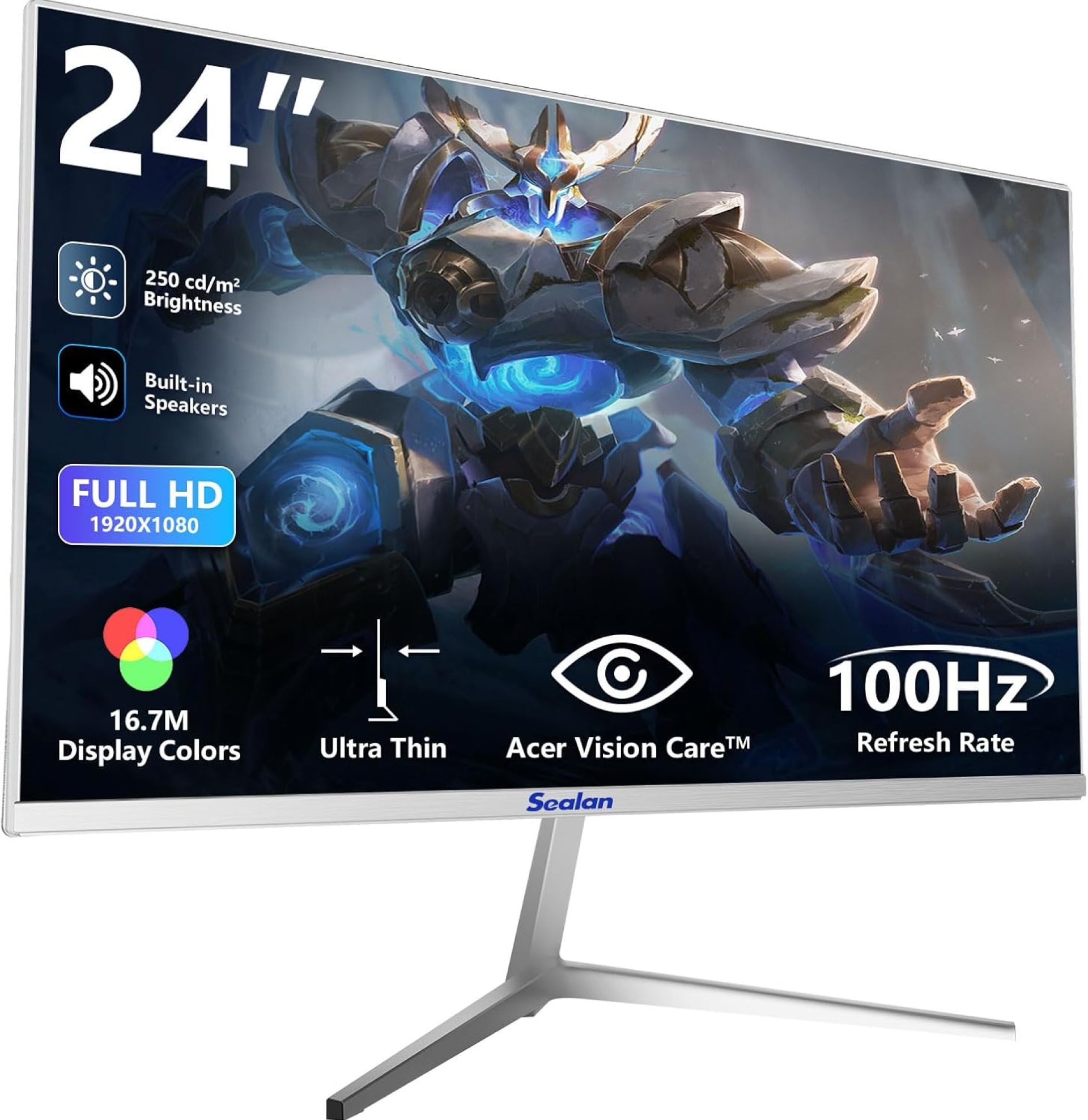 24 inchMonitor 100Hz Refresh Rate 16:9 Aspect Ratio Ergonomic Tilt & VESA Compatible – Home Office Gaming Monitor Sync FHD 1920x1080p Built-in Speakers Visual Experience for Work & Play 24 inchMonitor 100Hz Refresh Rate 16:9 Aspect Ratio Ergonomic Tilt & VESA Compatible – Home Office Gaming Monitor Sync FHD 1920x1080p Built-in Speakers Visual Experience for Work & Play