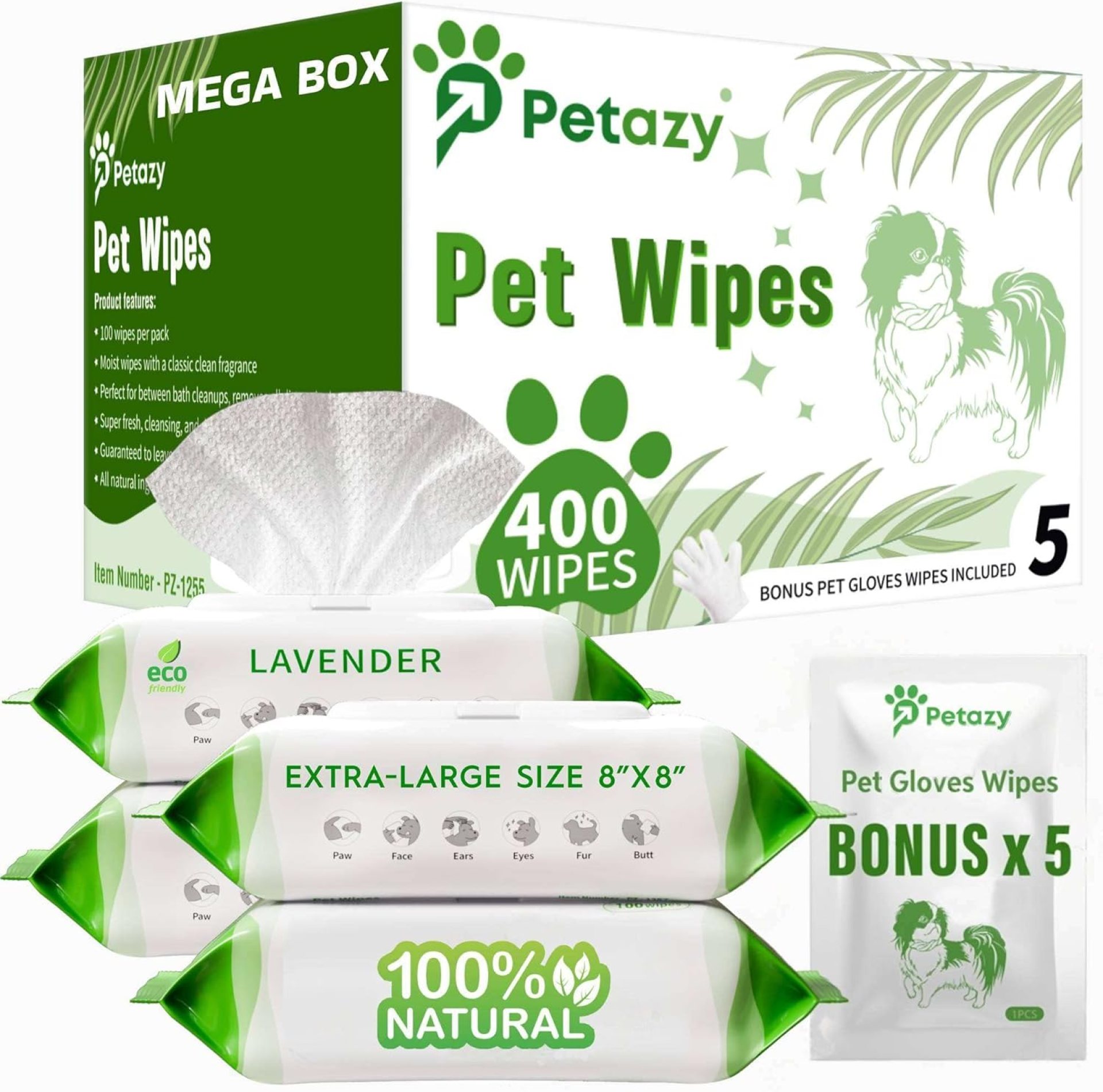 400 Dog Wipes for Paws and Butt Ears Eyes | Organic Pet Wipes for Dogs | Lavender Scented Dog Wipes Cleaning Deodorizing | Extra Thick Paw Wipes for Dogs Cats Pets | Bonus Glove Wipes Included 400 Dog Wipes for Paws and Butt Ears Eyes | Organic Pet Wipes for Dogs | Lavender Scented Dog Wipes Cleaning Deodorizing | Extra Thick Paw Wipes for Dogs Cats Pets | Bonus Glove Wipes Included