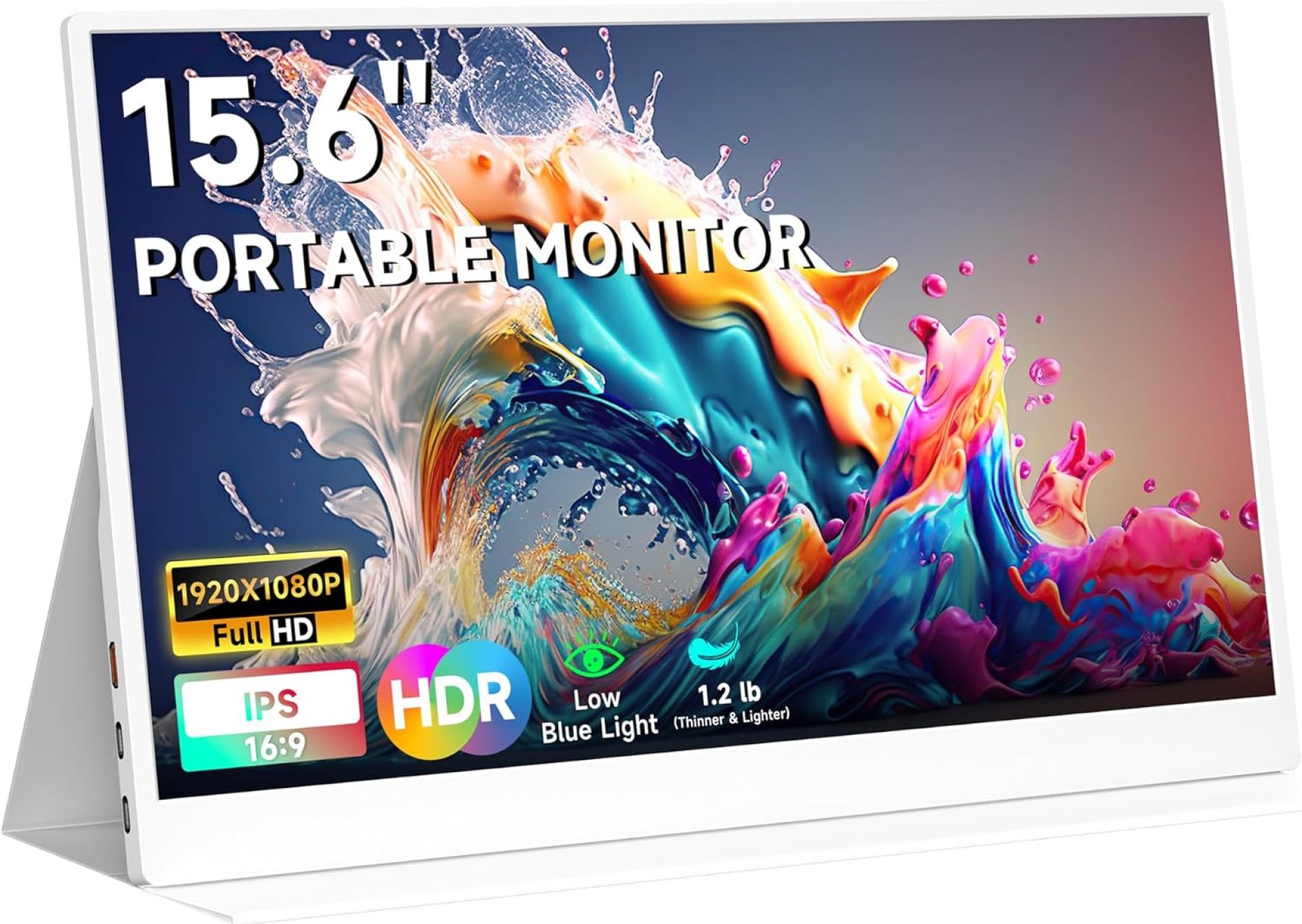 AYY Portable Monitor 15.6inch 1080P FHD, USB-C HDMI Computer Display, HDR IPS Gaming Monitor w/Premium Smart Cover & Screen Protector, Dual Speakers, for Laptop PC MAC Phone PS4 Xbox Switch, White AYY Portable Monitor 15.6inch 1080P FHD, USB-C HDMI Computer Display, HDR IPS Gaming Monitor w/Premium Smart Cover & Screen Protector, Dual Speakers, for Laptop PC MAC Phone PS4 Xbox Switch, White