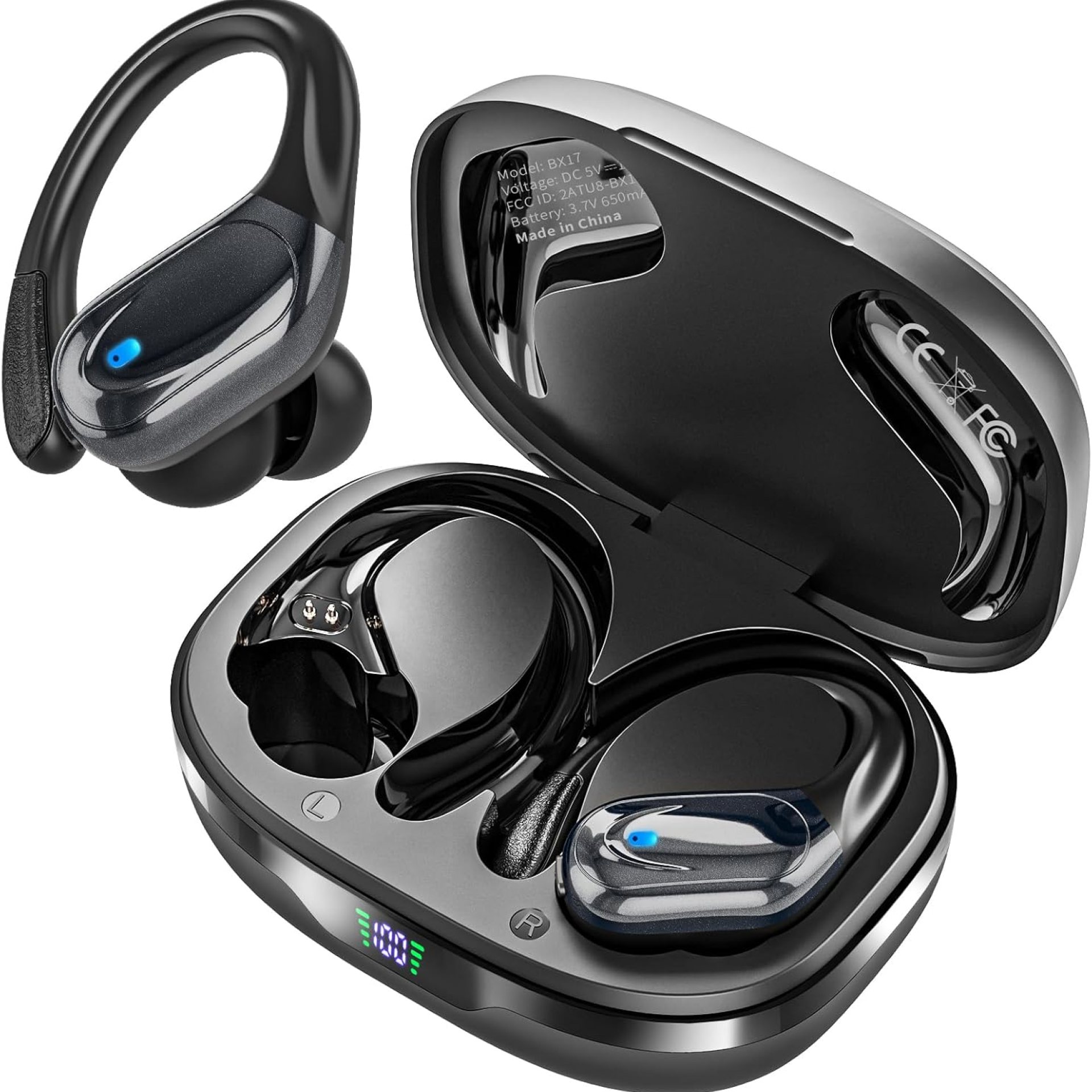 Wireless Earbuds Bluetooth Headphones 80hrs Playback Ear Buds Power Display with Noise Canceling Mic Headsets for Sports/Workout/Running – Black Wireless Earbuds Bluetooth Headphones 80hrs Playback Ear Buds Power Display with Noise Canceling Mic Headsets for Sports/Workout/Running – Black