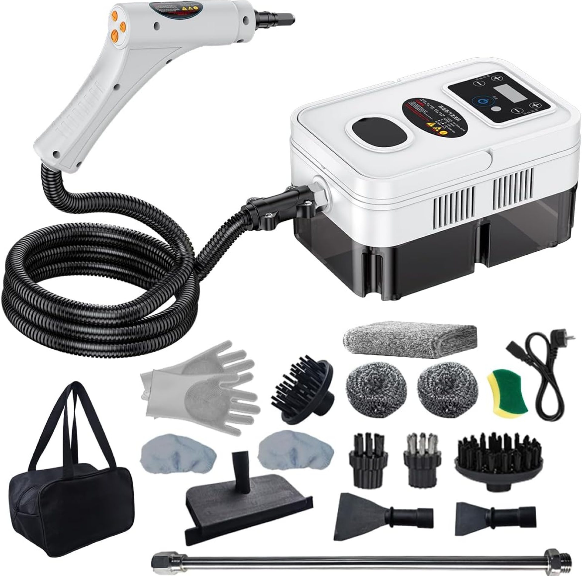 Handheld Steam Cleaner with Adjustable Handle 2500W High Temperature High Pressure Steam Cleaner with 3 Brush Heads Steam Cleaner for Home Furniture Kitchen Bathroom Grout and Tile (White) Handheld Steam Cleaner with Adjustable Handle 2500W High Temperature High Pressure Steam Cleaner with 3 Brush Heads Steam Cleaner for Home Furniture Kitchen Bathroom Grout and Tile (White)