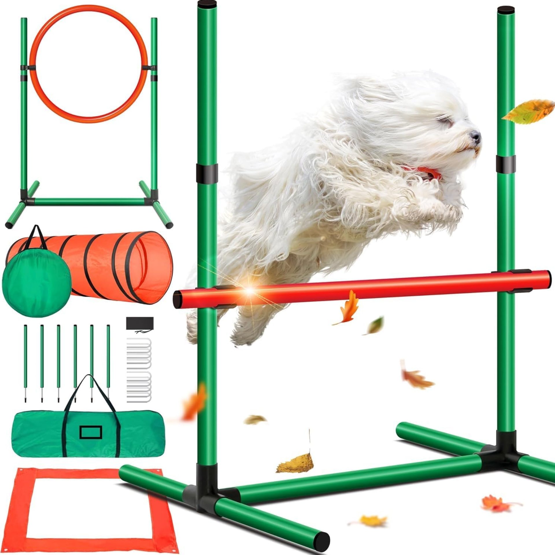 Dog Agility Training Kit Dog Sports Outdoor Games Obstacle Course | Tunnel Hurdle Jump Ring Dog Agility Training Kit Dog Sports Outdoor Games Obstacle Course | Tunnel Hurdle Jump Ring