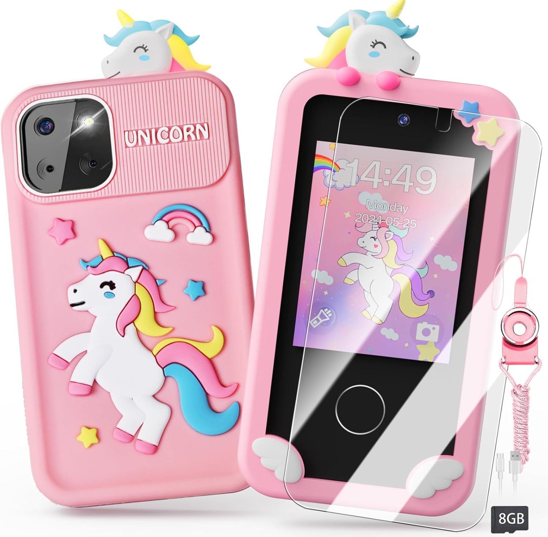 Kids Smart Phone Toys for Girls,Unicorn Gift Toys for Girls Ages 3-9 Christmas Birthday Gifts Mini Smart Phone Toys With 2.8″ Touchscreen 16 Learning Games Dual Camera Music Player, 8G SD Card Kids Smart Phone Toys for Girls,Unicorn Gift Toys for Girls Ages 3-9 Christmas Birthday Gifts Mini Smart Phone Toys With 2.8″ Touchscreen 16 Learning Games Dual Camera Music Player, 8G SD Card