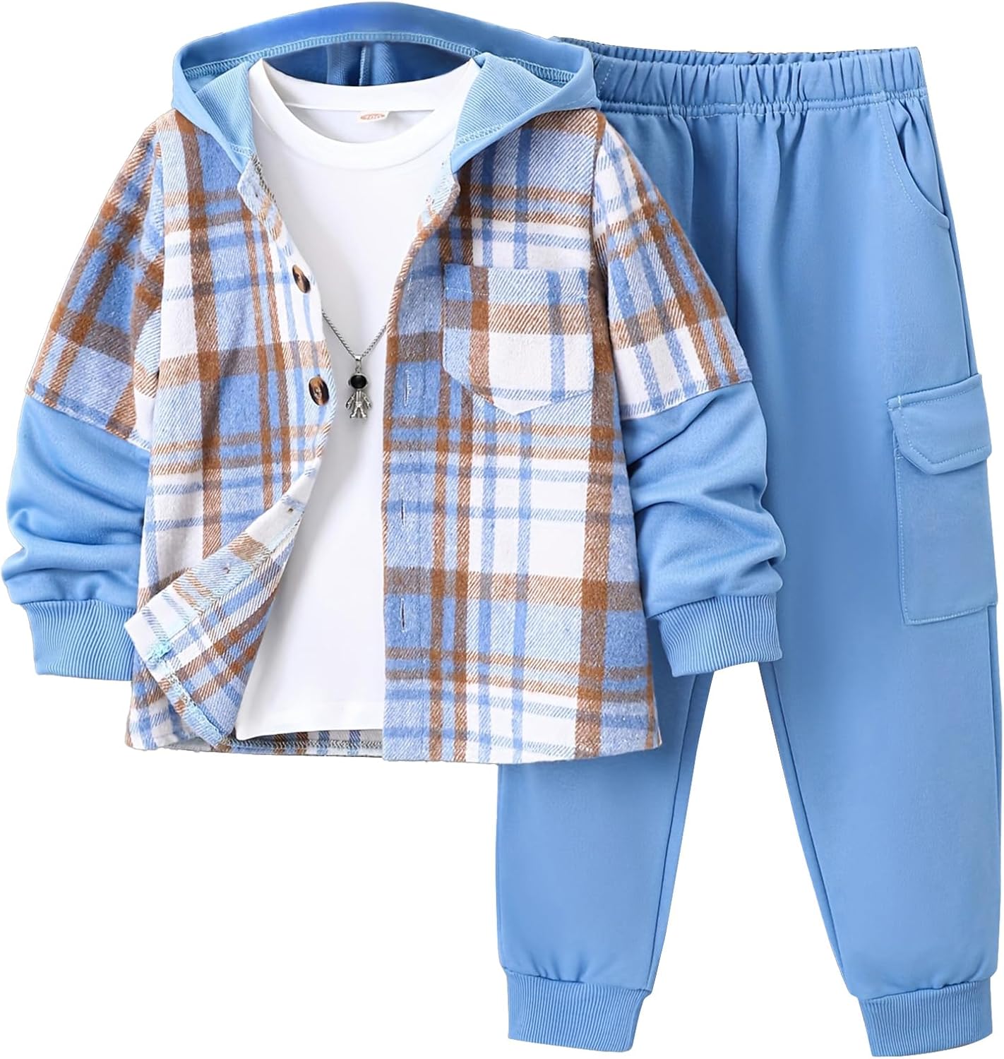 2Pcs Kids Boys Flannel Plaid Shirt Tops Pants Set Hoodie Sweatsuit for Fall Winter Spring Outfits 4-12 Years 2Pcs Kids Boys Flannel Plaid Shirt Tops Pants Set Hoodie Sweatsuit for Fall Winter Spring Outfits 4-12 Years