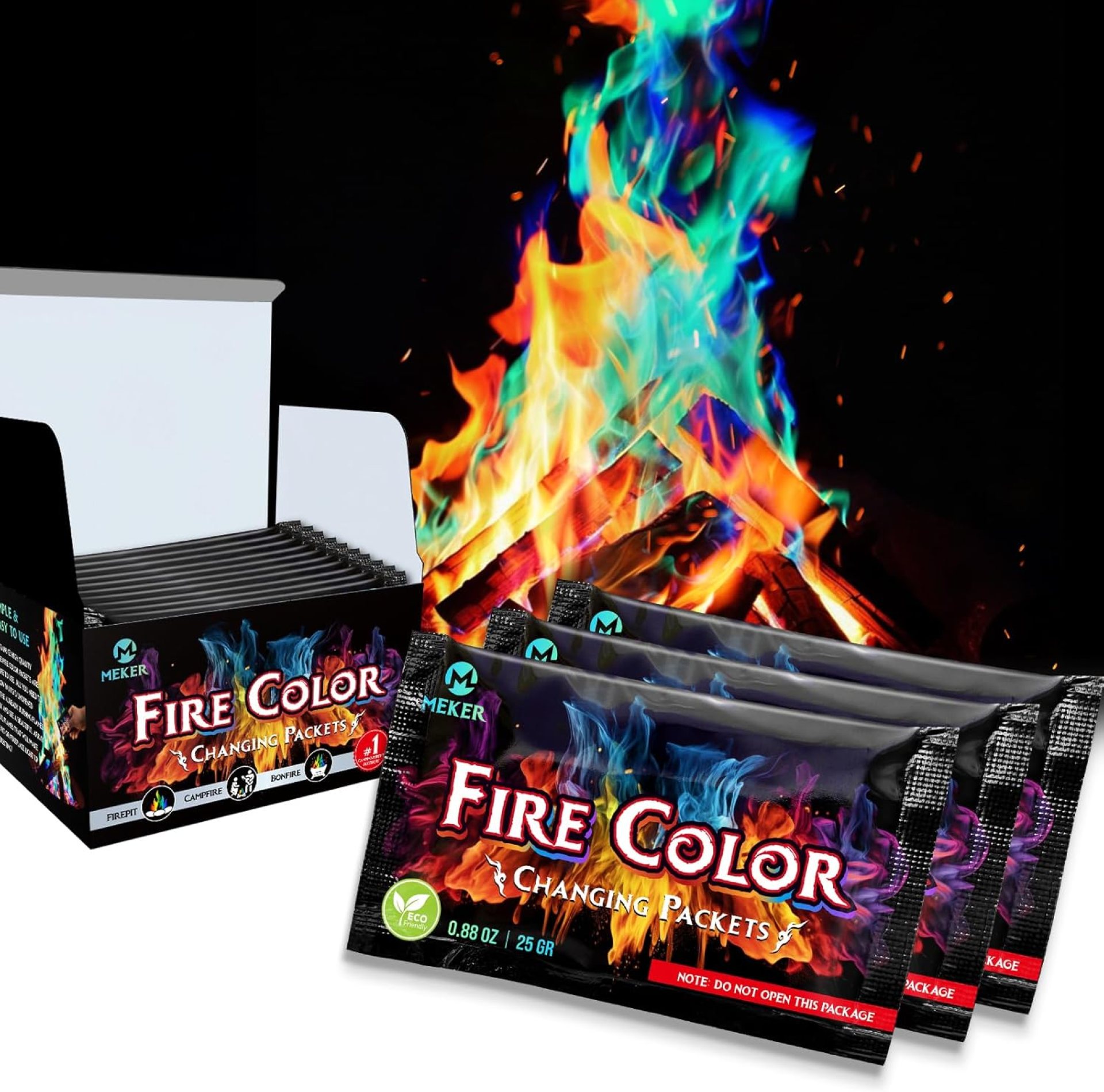 MEKER Fire Color Changing Packets – Fire Pit, Campfires, Outdoor Fireplaces, Bonfire – Magic Colorful Changing Fire – Perfect Fire Camping Accessories for Kids & Adults (12 Pack) MEKER Fire Color Changing Packets – Fire Pit, Campfires, Outdoor Fireplaces, Bonfire – Magic Colorful Changing Fire – Perfect Fire Camping Accessories for Kids & Adults (12 Pack)