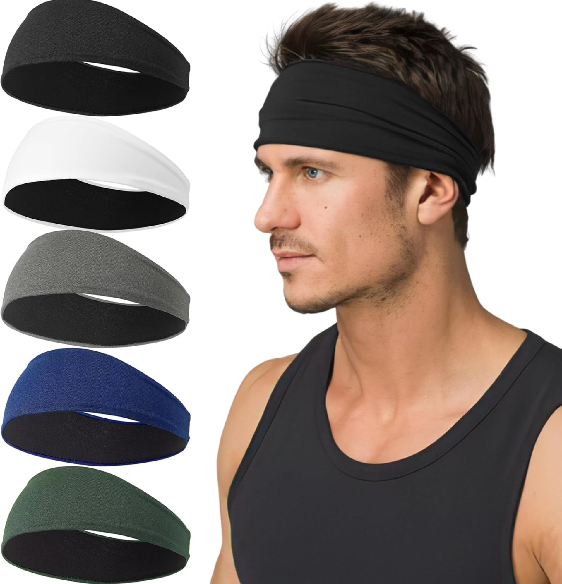 5 Pack Sports Headband for Men, Breathable Mesh Design, Reused & Washed Mens Headband Sweat Bands for Running Yoga Fitness Workout 5 Pack Sports Headband for Men, Breathable Mesh Design, Reused & Washed Mens Headband Sweat Bands for Running Yoga Fitness Workout