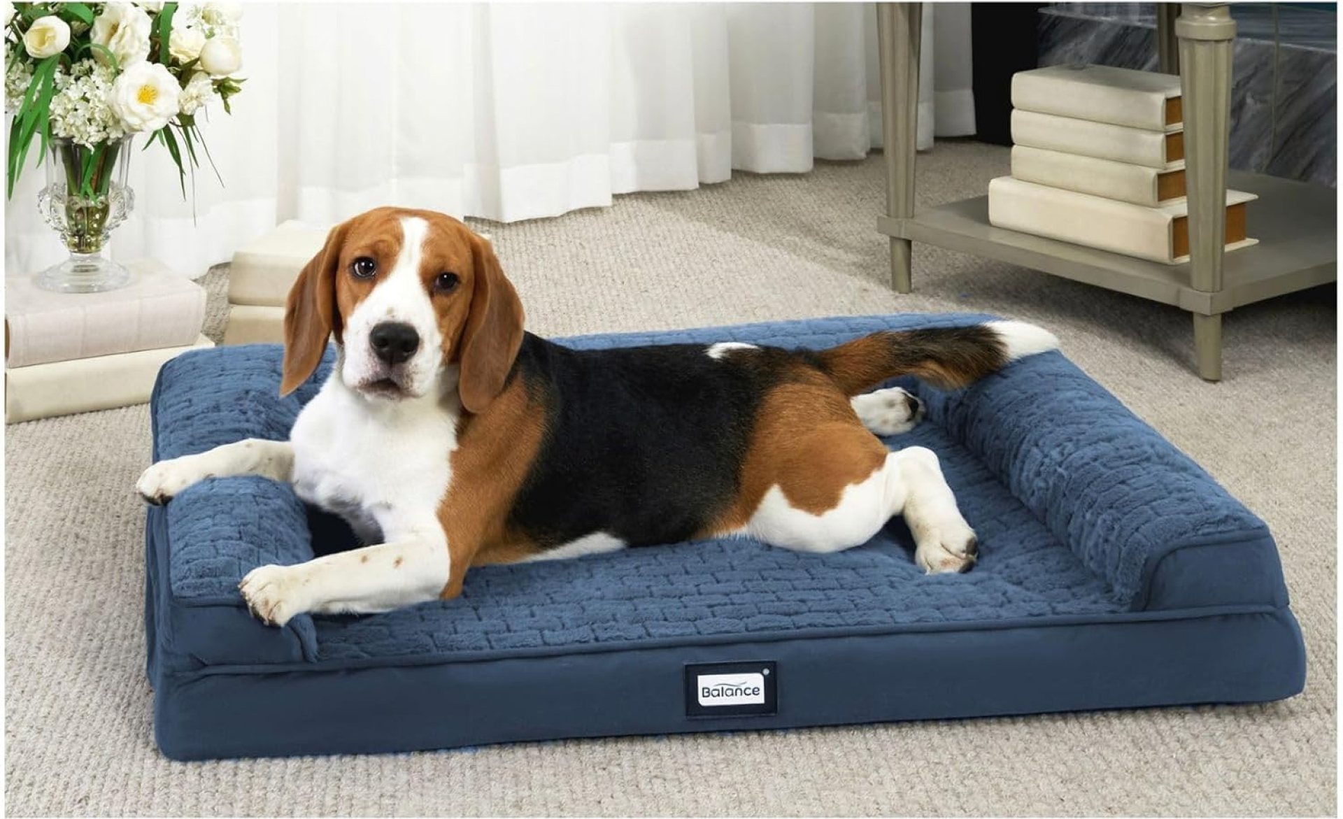BALANCE Orthopedic Dog Bed for Large Dogs, Comfortable Dog Sofa Beds with Removable Washable Cover & Waterproof Lining, Egg Crate Foam Dogs Couch for Pet Sleeping, Blue BALANCE Orthopedic Dog Bed for Large Dogs, Comfortable Dog Sofa Beds with Removable Washable Cover & Waterproof Lining, Egg Crate Foam Dogs Couch for Pet Sleeping, Blue