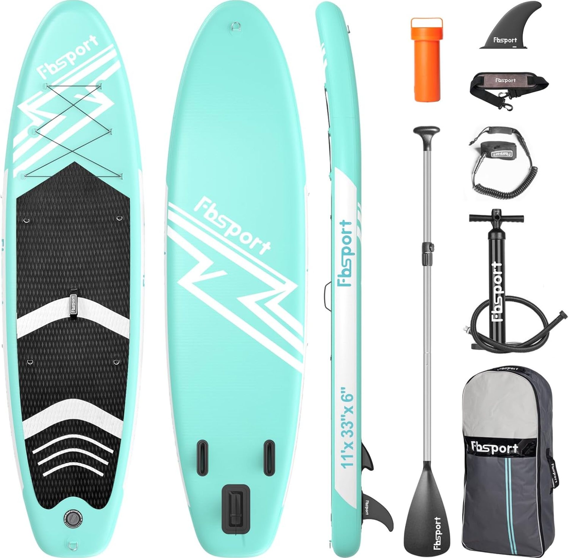 FBSPORT 11′ Premium Stand Up Paddle Board, Yoga Board with Durable SUP Accessories & Carry Bag | Wide Stance, Surf Control, Non-Slip Deck, Leash, Paddle and Pump for Youth & Adult FBSPORT 11′ Premium Stand Up Paddle Board, Yoga Board with Durable SUP Accessories & Carry Bag | Wide Stance, Surf Control, Non-Slip Deck, Leash, Paddle and Pump for Youth & Adult