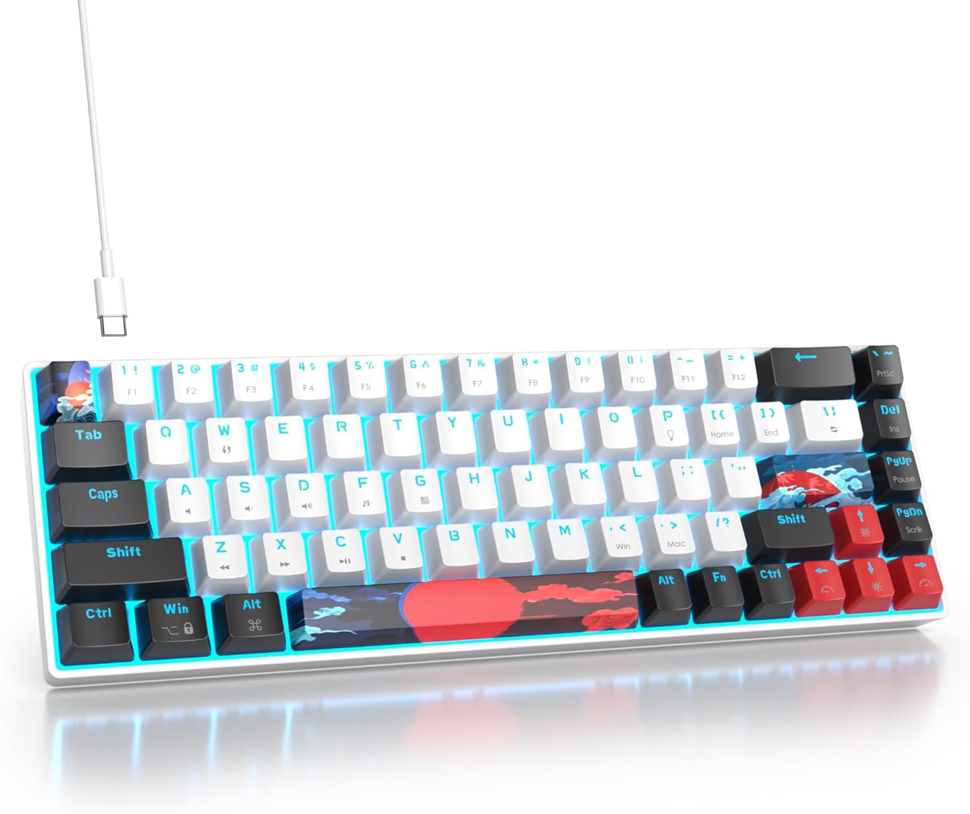 60 Percent Gaming Keyboard, Wired Mechanical Keyboard, 68 Keys Compact Keyboard with LED Backlit Red Switch NKRO for Win PC Laptop Gamer(68 White) 60 Percent Gaming Keyboard, Wired Mechanical Keyboard, 68 Keys Compact Keyboard with LED Backlit Red Switch NKRO for Win PC Laptop Gamer(68 White)