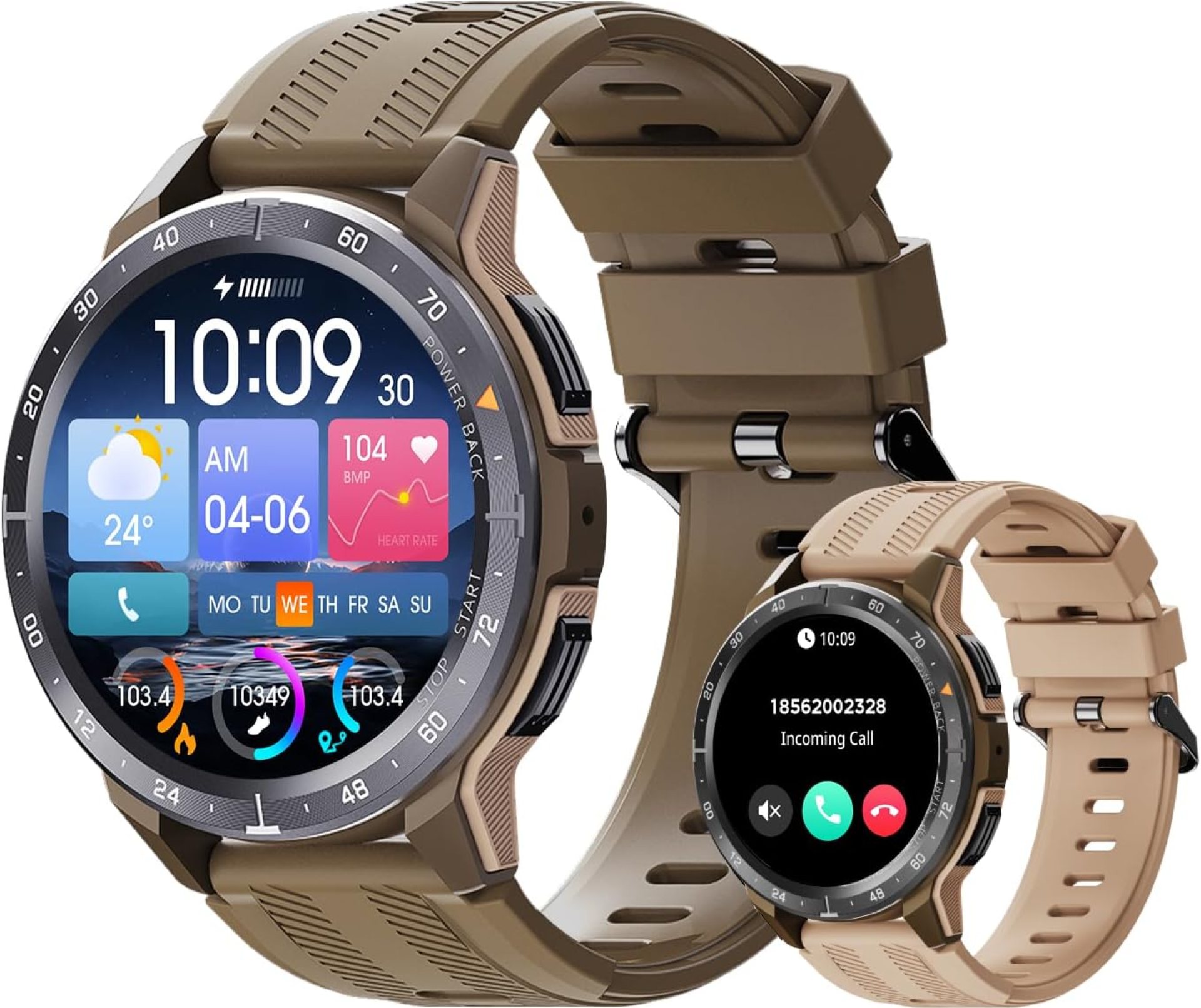 VIRAN Smart Watches for Men, 1.43” AMOLED Military Smart Watches for Women, IP68 Waterproof Fitness Watch for Android and iOS, Smartwatch with Heart Rate BP Sleep Monitor and Step Counter (Yellow) VIRAN Smart Watches for Men, 1.43” AMOLED Military Smart Watches for Women, IP68 Waterproof Fitness Watch for Android and iOS, Smartwatch with Heart Rate BP Sleep Monitor and Step Counter (Yellow)