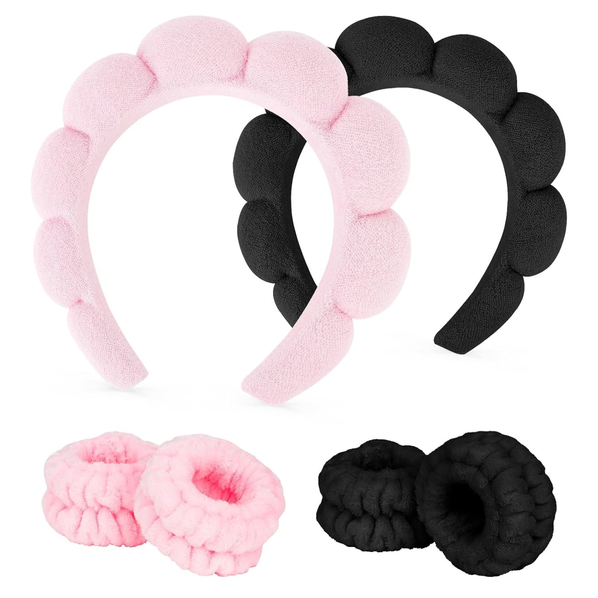 6Pcs Spa Headbands and Wrist Washbands Set, Skincare Headbands Makeup Headband Sponge Face Wash Headband, Terry Cloth Headbands Puffy Hair Band for Washing Face 6Pcs Spa Headbands and Wrist Washbands Set, Skincare Headbands Makeup Headband Sponge Face Wash Headband, Terry Cloth Headbands Puffy Hair Band for Washing Face