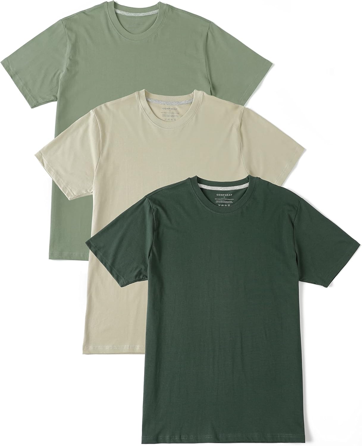 Comfneat Men’s 3-Pack Lightweight T-Shirts Cotton Crew Neck Regular Fit Solid Tee Comfneat Men’s 3-Pack Lightweight T-Shirts Cotton Crew Neck Regular Fit Solid Tee