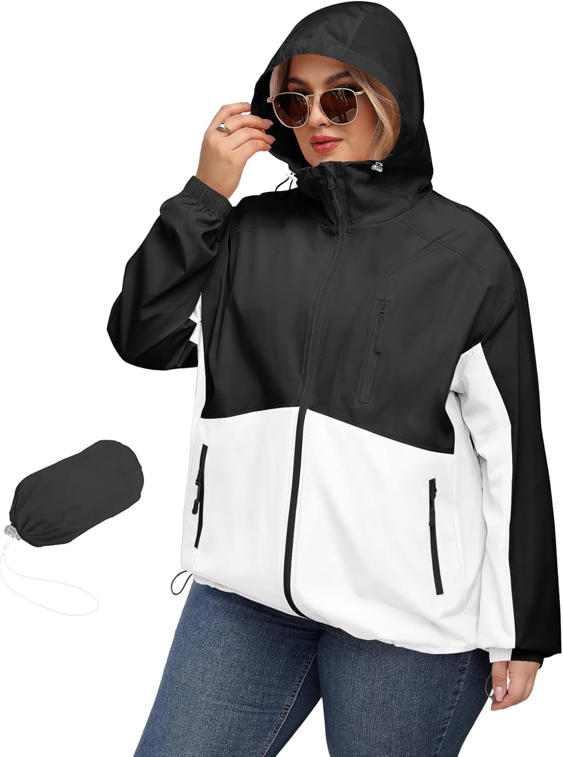 Avoogue Plus Size Womens Rain Jacket with Hood Waterproof Raincoats Lightweight Packable Outdoor Trench Coat XL-5XL Avoogue Plus Size Womens Rain Jacket with Hood Waterproof Raincoats Lightweight Packable Outdoor Trench Coat XL-5XL