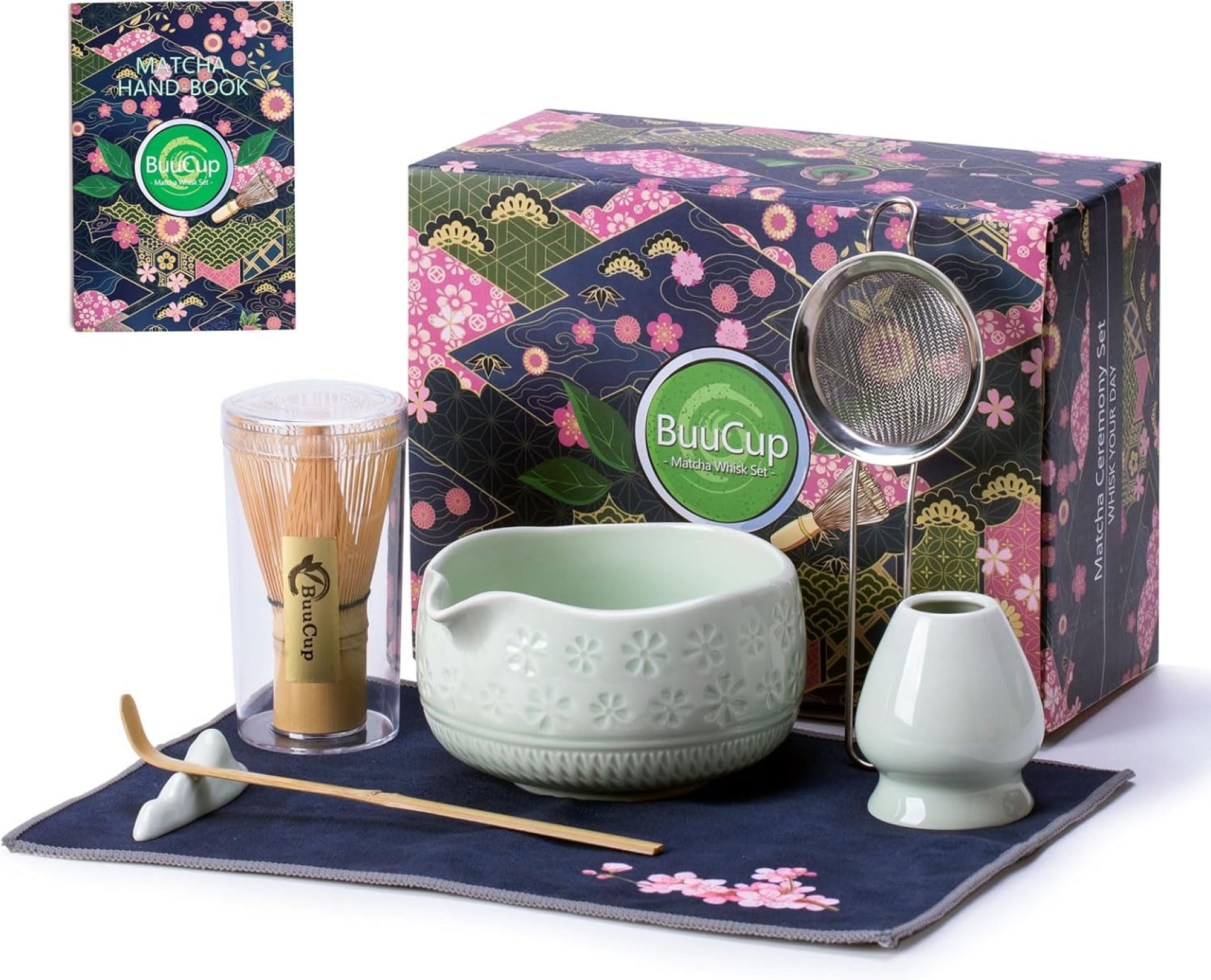Matcha Whisk Set, Ceramic Matcha Set Includes Matcha Bowl, Matcha Whisk and Holder, Bamboo Scoop, Scoop Rest, Sifter and Tea Towel – 7 Pcs Matcha Kit for Matcha Lovers (Mint) Matcha Whisk Set, Ceramic Matcha Set Includes Matcha Bowl, Matcha Whisk and Holder, Bamboo Scoop, Scoop Rest, Sifter and Tea Towel – 7 Pcs Matcha Kit for Matcha Lovers (Mint)