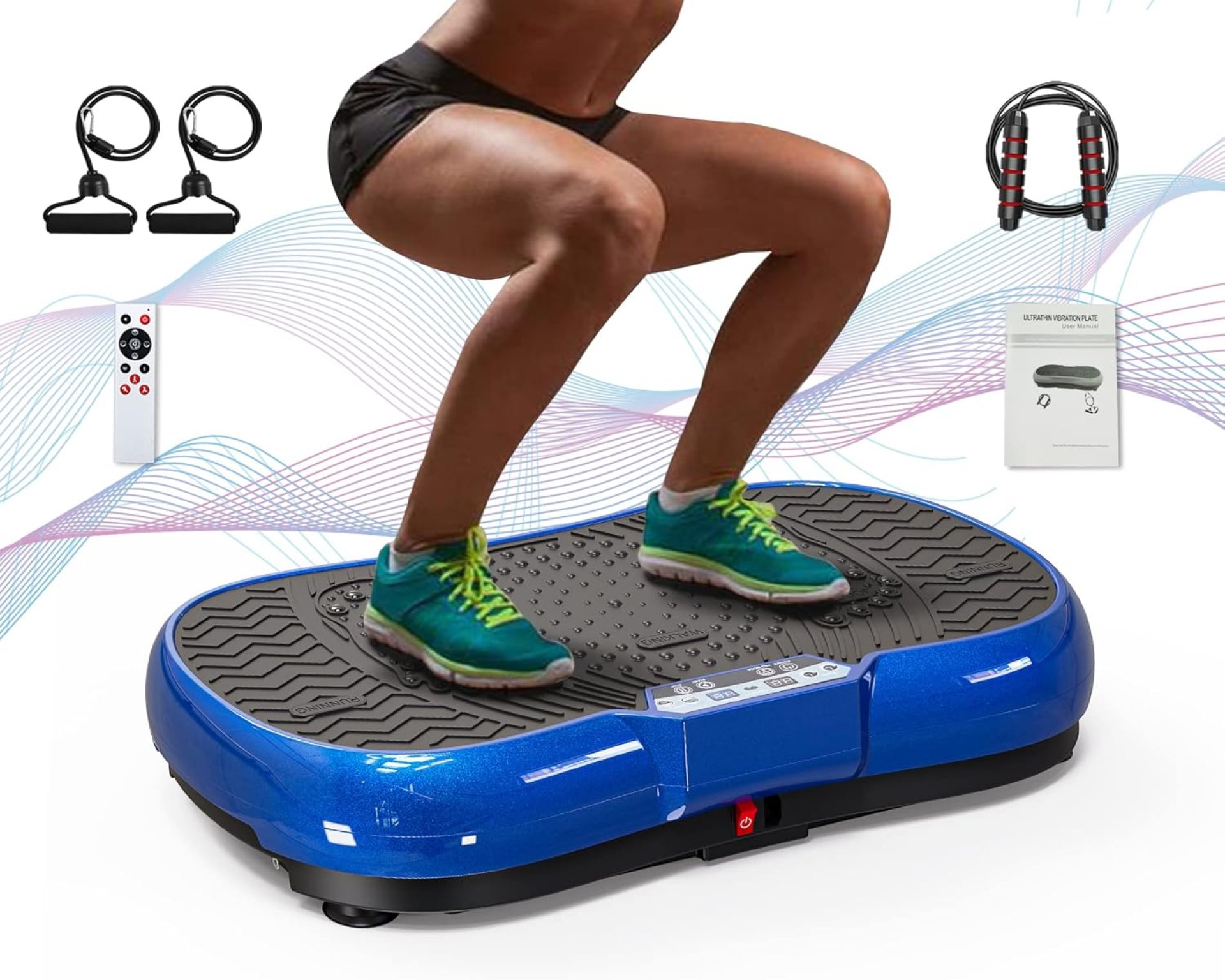 Bigzzia Vibration Plate Exercise Machine 10 Modes Whole Body Workout Vibration Fitness Platform w/ Loop Bands Jump Rope Bluetooth Speaker Home Training Equipment for Weight Loss & Toning Bigzzia Vibration Plate Exercise Machine 10 Modes Whole Body Workout Vibration Fitness Platform w/ Loop Bands Jump Rope Bluetooth Speaker Home Training Equipment for Weight Loss & Toning