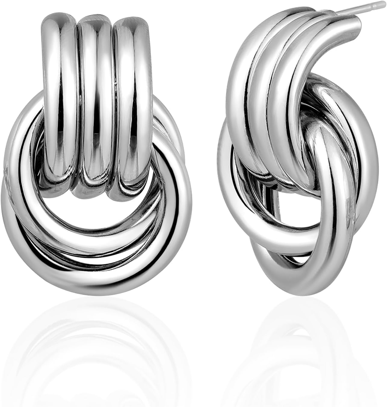 Chunky Gold Knot Earrings for Women, Gold Silver Statement Geometric Drop Dangle Long Link Earrings Trendy Dupes Jewelry Chunky Gold Knot Earrings for Women, Gold Silver Statement Geometric Drop Dangle Long Link Earrings Trendy Dupes Jewelry