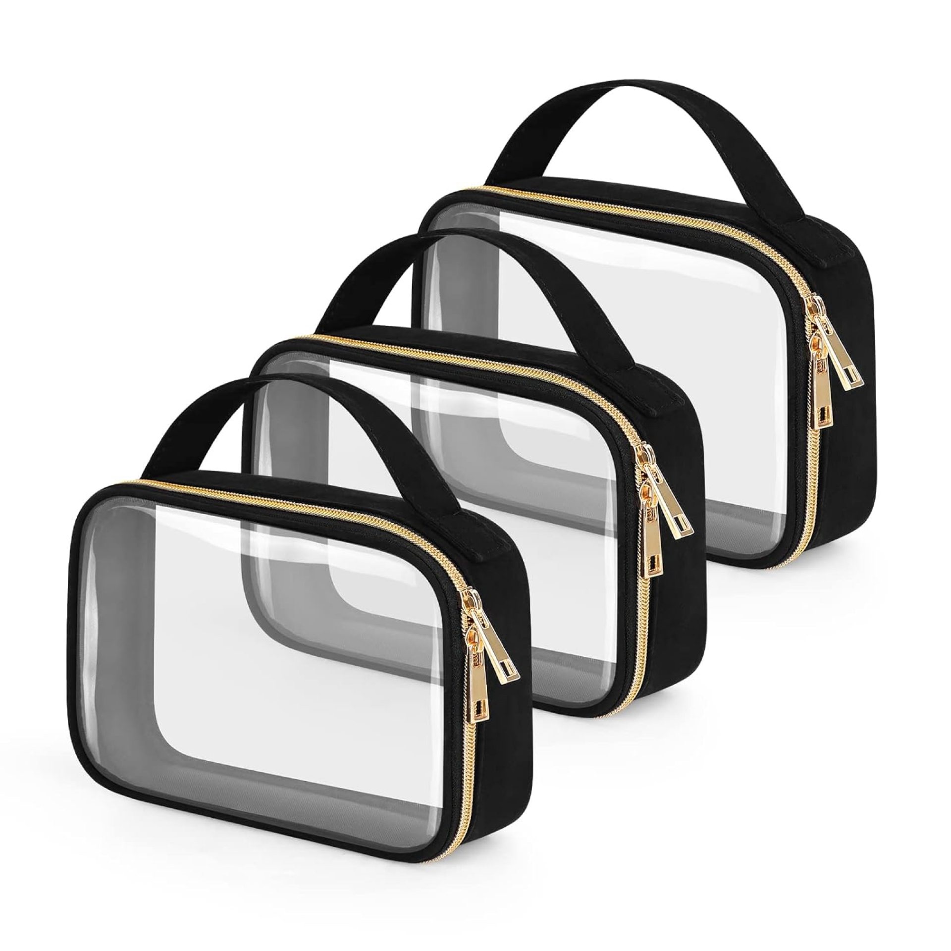 Wedama TSA Approved Toiletry Bag, 3 Pack Clear Makeup Bags with Handles, Quart Size Clear Toiletry Bags, PVC Cosmetic Bags for Women and Men, Carry on Airport Airline Compliant Bag, Black Wedama TSA Approved Toiletry Bag, 3 Pack Clear Makeup Bags with Handles, Quart Size Clear Toiletry Bags, PVC Cosmetic Bags for Women and Men, Carry on Airport Airline Compliant Bag, Black