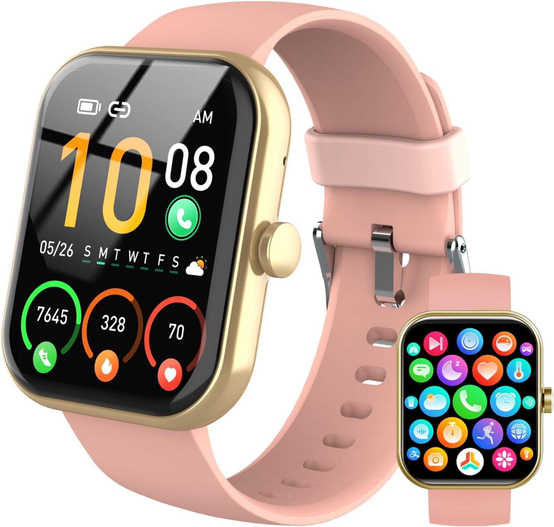 Smart Watch for Women Men, 1.96″ Fitness Tracker Running Watch (Answer/Make Call), IP68 Waterproof, Pedometer, Sleep/Step/Activity/Heart Rate Monitor, 110+ Sport Modes Smartwatch for Adroid iOS, Pink Smart Watch for Women Men, 1.96″ Fitness Tracker Running Watch (Answer/Make Call), IP68 Waterproof, Pedometer, Sleep/Step/Activity/Heart Rate Monitor, 110+ Sport Modes Smartwatch for Adroid iOS, Pink