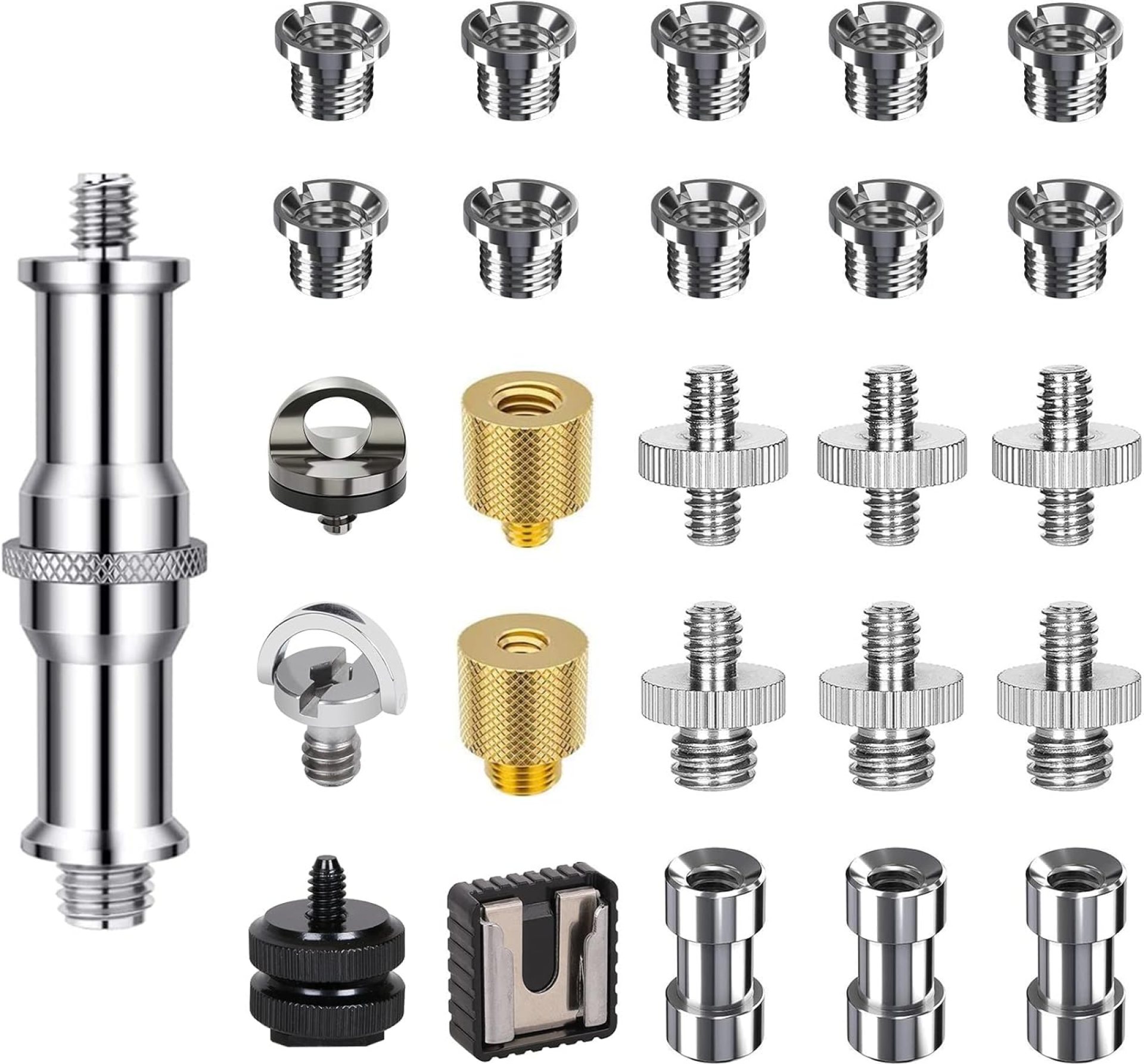 26PCS Camera Screws Mount Set 1/4 Inch and 3/8 Inch Threaded Converter Screws Adapter Flash Shoe Mount for DSLR Camera/Tripod/Monopod/Ballhead/Flash Light/Quick Release Plate 26PCS Camera Screws Mount Set 1/4 Inch and 3/8 Inch Threaded Converter Screws Adapter Flash Shoe Mount for DSLR Camera/Tripod/Monopod/Ballhead/Flash Light/Quick Release Plate