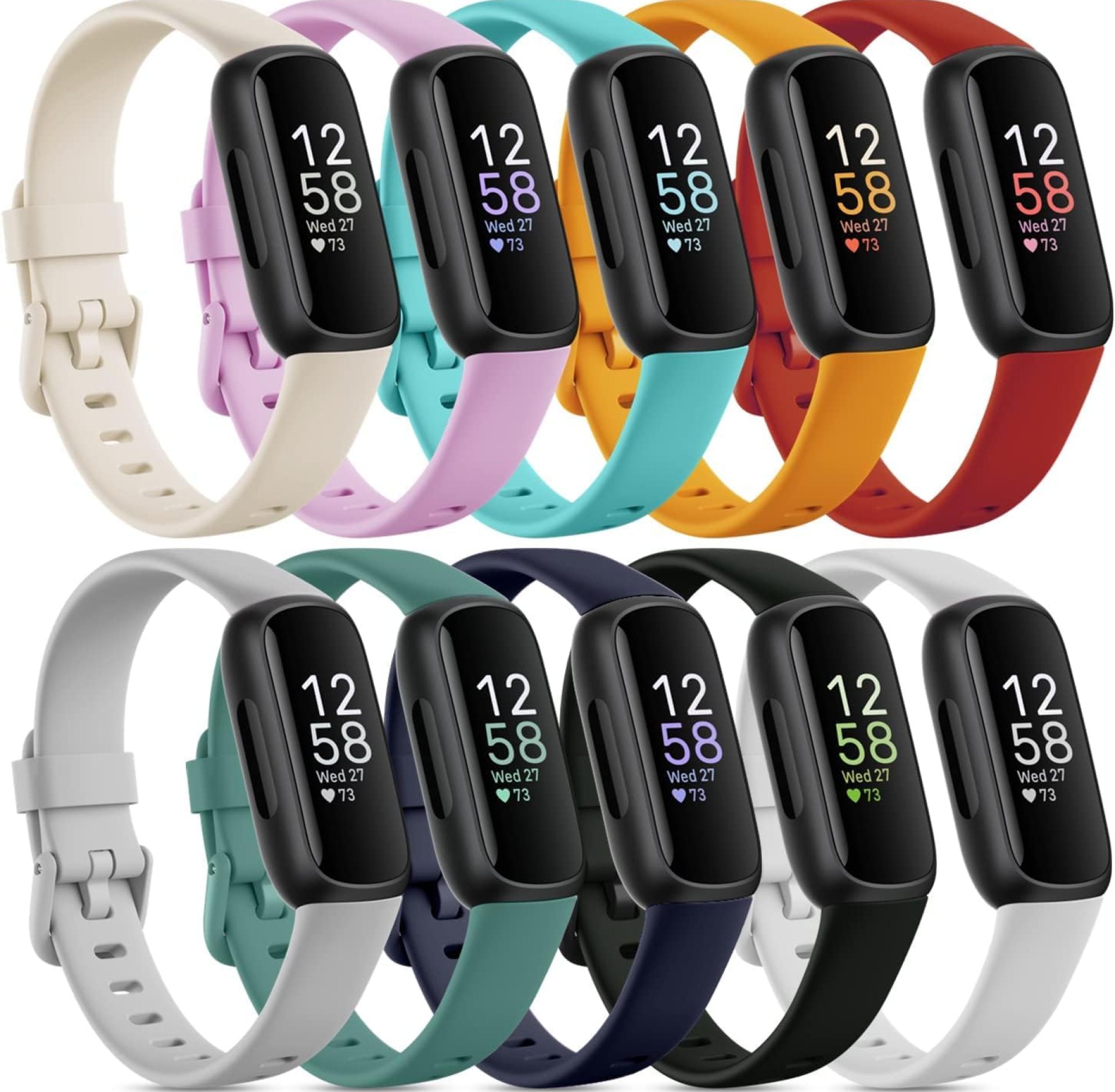 10 Pack Compatible with Fitbit Inspire 3 Bands,Soft Sport Bands Silicone Replacement Wristband for Fitbit Inspire 3 Tracker Smart Watch for Women Men 10 Pack Compatible with Fitbit Inspire 3 Bands,Soft Sport Bands Silicone Replacement Wristband for Fitbit Inspire 3 Tracker Smart Watch for Women Men
