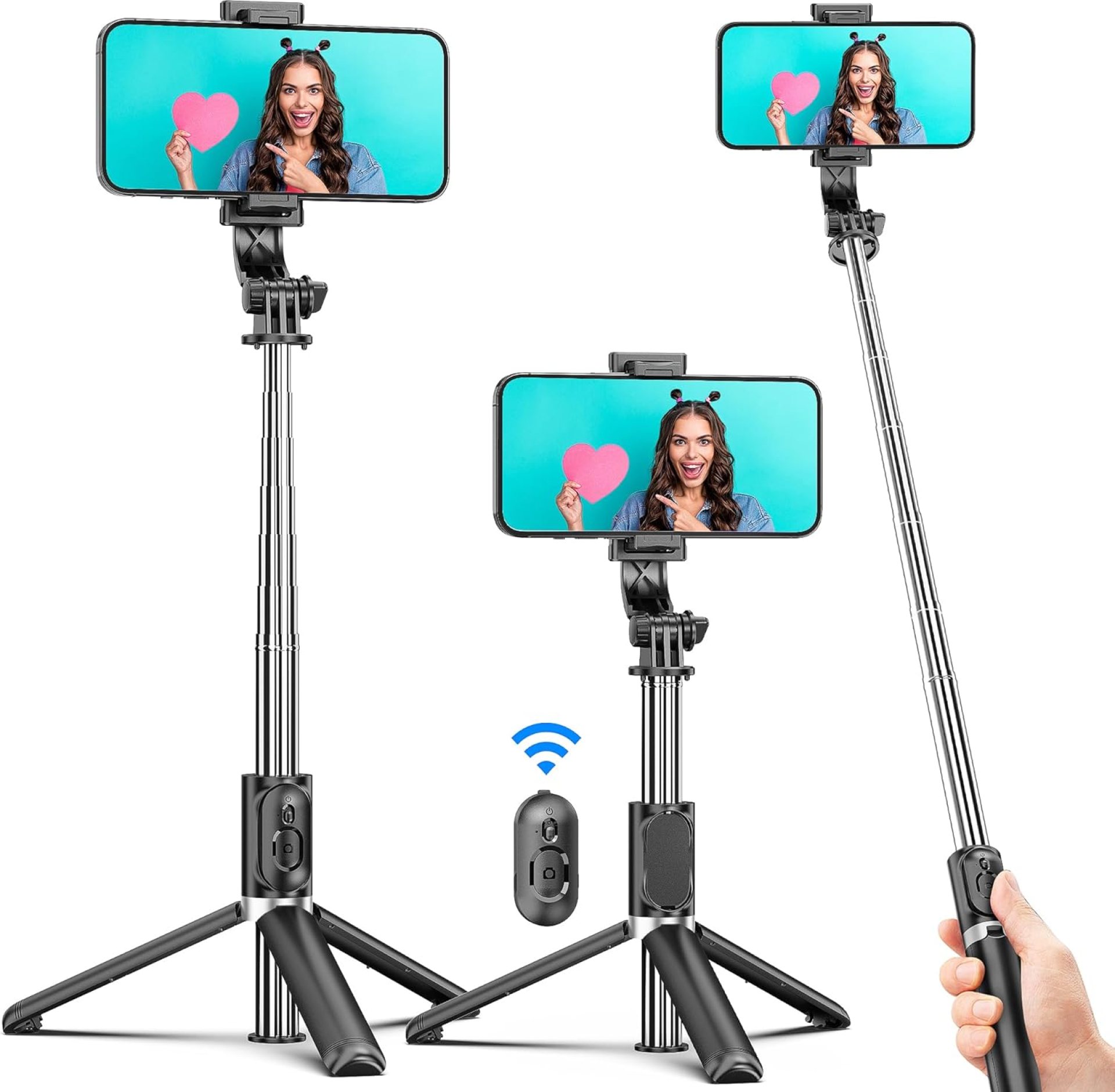Selfie Stick Tripod, All in One Extendable & Portable iPhone Tripod Selfie Stick with Wireless Remote Compatible with iPhone 16 15 14 13 12 11 pro Xs Max 8 7, Galaxy Note10/S20/S10/OnePlus 9/9 PRO etc Selfie Stick Tripod, All in One Extendable & Portable iPhone Tripod Selfie Stick with Wireless Remote Compatible with iPhone 16 15 14 13 12 11 pro Xs Max 8 7, Galaxy Note10/S20/S10/OnePlus 9/9 PRO etc