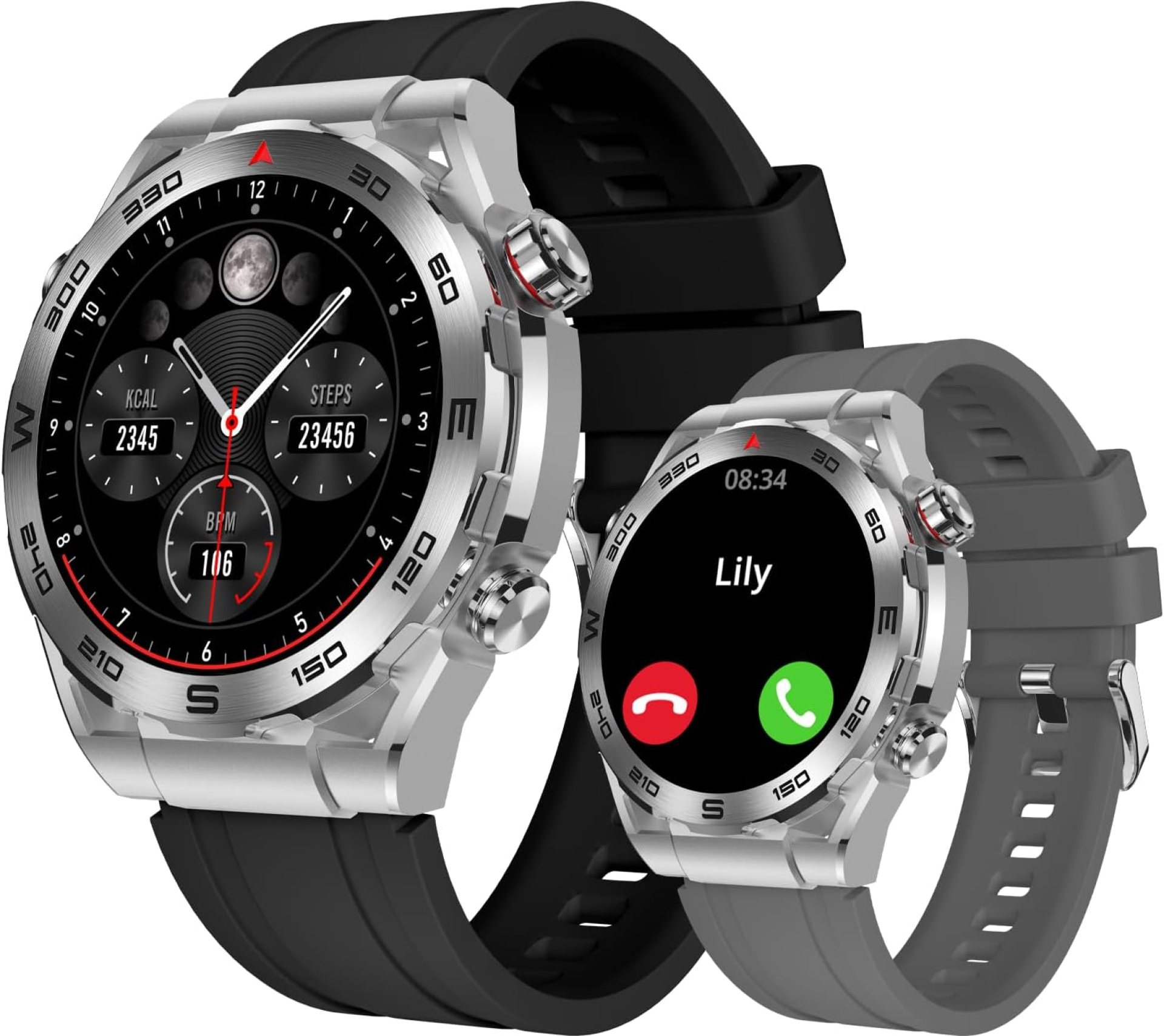1.43″ Amoled Military Smart Watches for Men (Answer/Make Call), Smart Watch for Android Phones and iPhone, Outdoor Sports Fitness Tracker with GPS, Heart Rate, Sleep Monitor, IP68 Waterproof Silver 1.43″ Amoled Military Smart Watches for Men (Answer/Make Call), Smart Watch for Android Phones and iPhone, Outdoor Sports Fitness Tracker with GPS, Heart Rate, Sleep Monitor, IP68 Waterproof Silver