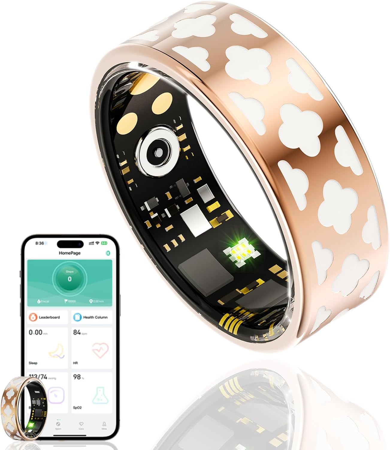 Smart Ring Health Tracker, Sleep Tracker Ring with Heart Rate, Waterproof Fitness Ring for Activity Monitoring/Steps/Distance/Calories, Air Gesture (8) Smart Ring Health Tracker, Sleep Tracker Ring with Heart Rate, Waterproof Fitness Ring for Activity Monitoring/Steps/Distance/Calories, Air Gesture (8)
