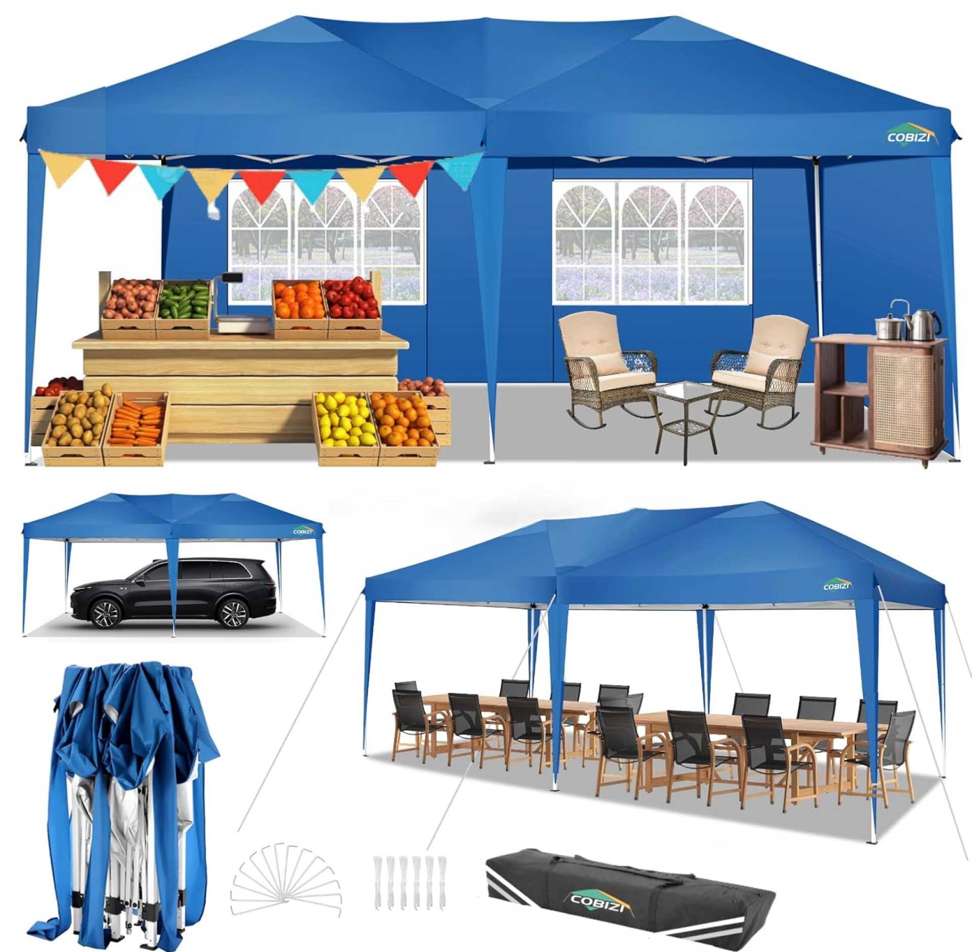 COBIZI 10×20 Pop Up Canopy Tent with 4 Removable Sidewalls, Easy Up Commercial Outdoor Canopy Tent, Waterproof and UV50+ Gazebo with Portable Bag, Tents for Parties/Backyard/Exhibition(10x20ft COBIZI 10×20 Pop Up Canopy Tent with 4 Removable Sidewalls, Easy Up Commercial Outdoor Canopy Tent, Waterproof and UV50+ Gazebo with Portable Bag, Tents for Parties/Backyard/Exhibition(10x20ft