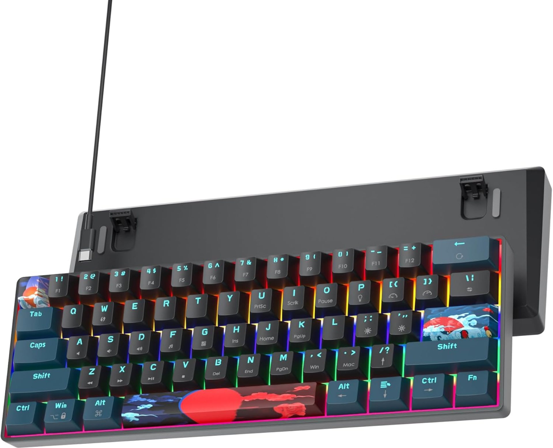 60 Percent Gaming Keyboard 61 Keys Portable Mechanical Keyboard Rainbow Backlit Ultra Compact Wired Keyboard Red Switch for PC Laptop Gamer(61 Monster-B) 60 Percent Gaming Keyboard 61 Keys Portable Mechanical Keyboard Rainbow Backlit Ultra Compact Wired Keyboard Red Switch for PC Laptop Gamer(61 Monster-B)