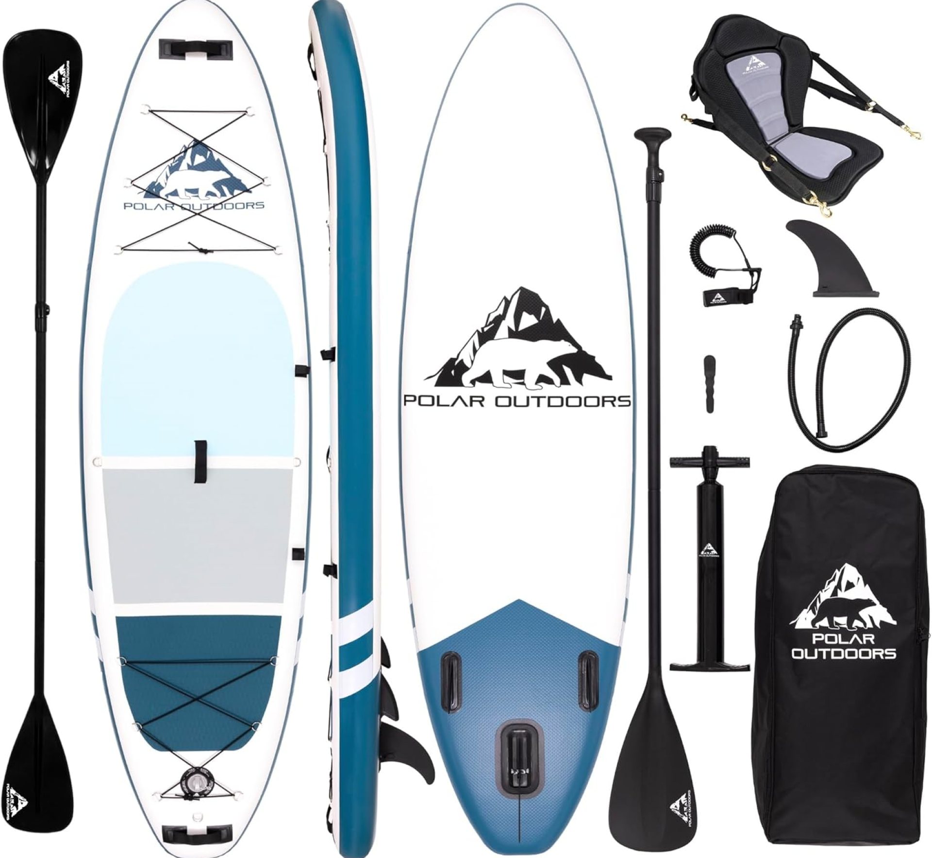 Polar Outdoors by Roc Inflatable Stand Up Paddle Board with Premium SUP Paddle Board Accessories, Wide Stable Design, Non-Slip Comfort Deck for Youth & Adults Polar Outdoors by Roc Inflatable Stand Up Paddle Board with Premium SUP Paddle Board Accessories, Wide Stable Design, Non-Slip Comfort Deck for Youth & Adults