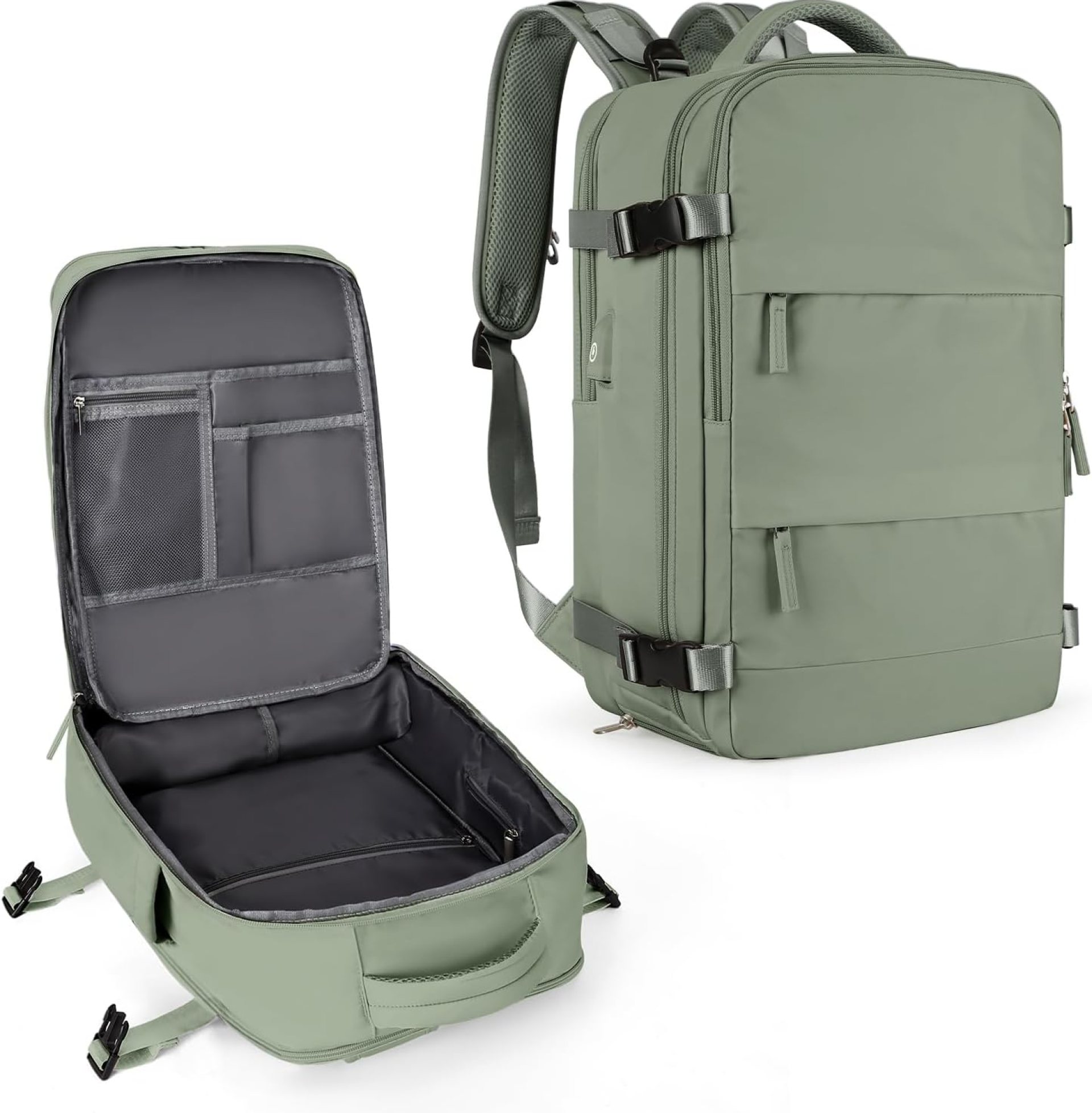coowoz Large Travel Backpack For Women Men,Carry On Backpack Flight Approved,Hiking Backpack Waterproof Outdoor Rucksack Casual Daypack Travel Bag Essentials Personal Item Backpack(Gray Green-L) coowoz Large Travel Backpack For Women Men,Carry On Backpack Flight Approved,Hiking Backpack Waterproof Outdoor Rucksack Casual Daypack Travel Bag Essentials Personal Item Backpack(Gray Green-L)