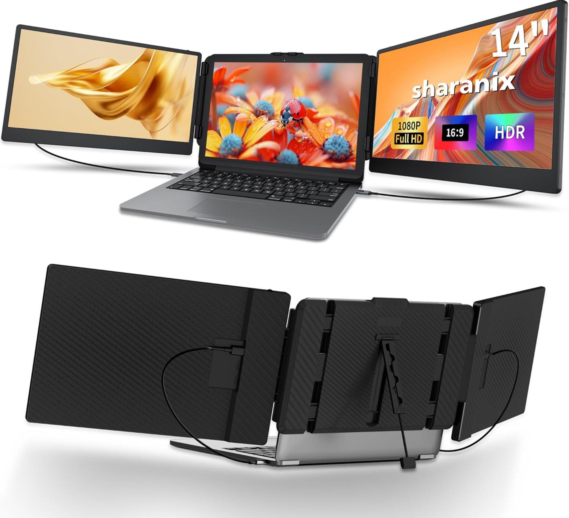 14″ FHD 1080P IPS Dual Screen Laptop Monitor Extender, Portable for Laptops 13-17.3″ Compatible with Win/Mac/Android/Switch 14″ FHD 1080P IPS Dual Screen Laptop Monitor Extender, Portable for Laptops 13-17.3″ Compatible with Win/Mac/Android/Switch
