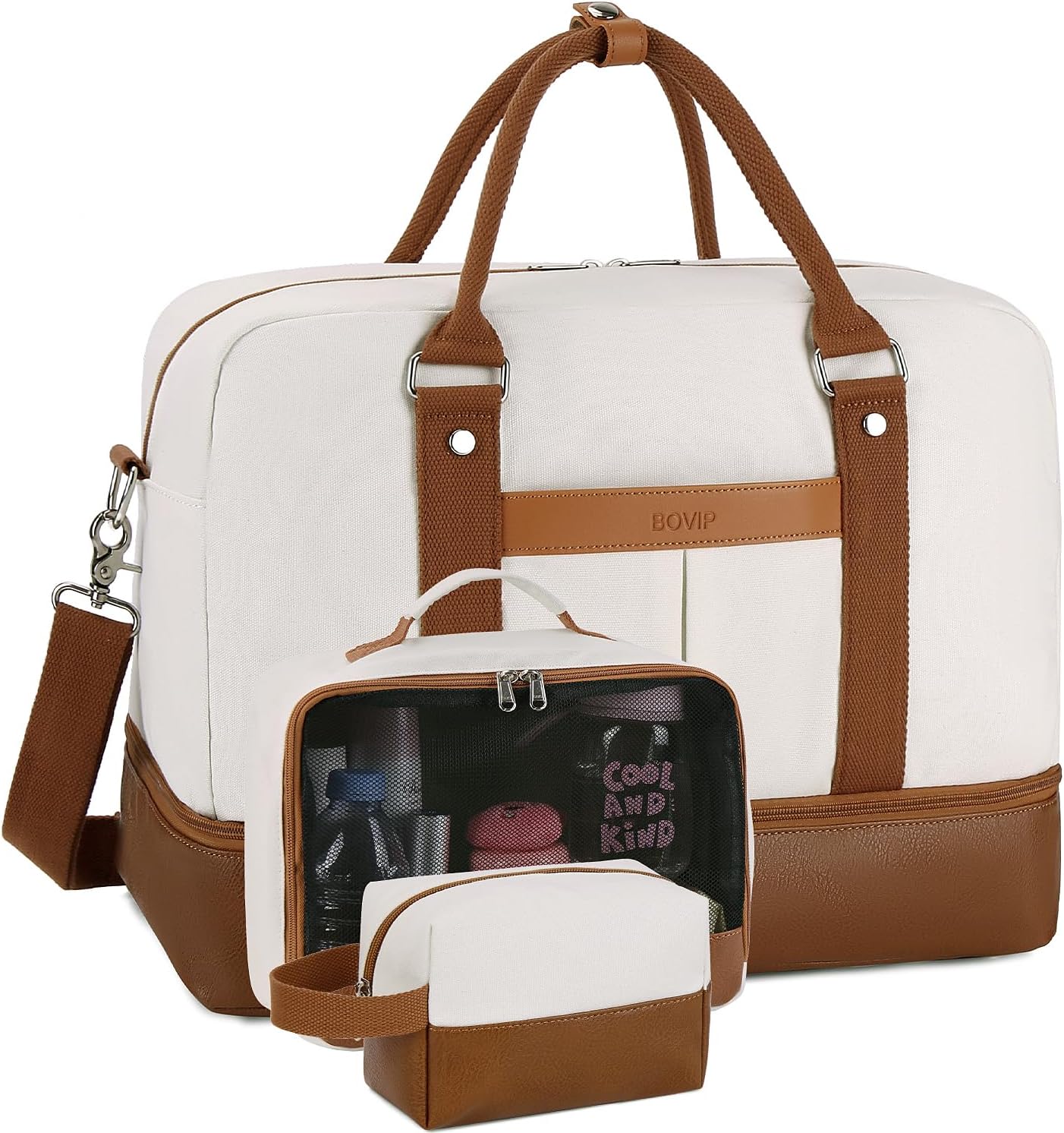 Weekender Bags for Women Overnight Bag Large Canvas Travel Duffel Bag with Shoe Compartment Carry On Tote Bag 3Pcs Set Weekender Bags for Women Overnight Bag Large Canvas Travel Duffel Bag with Shoe Compartment Carry On Tote Bag 3Pcs Set